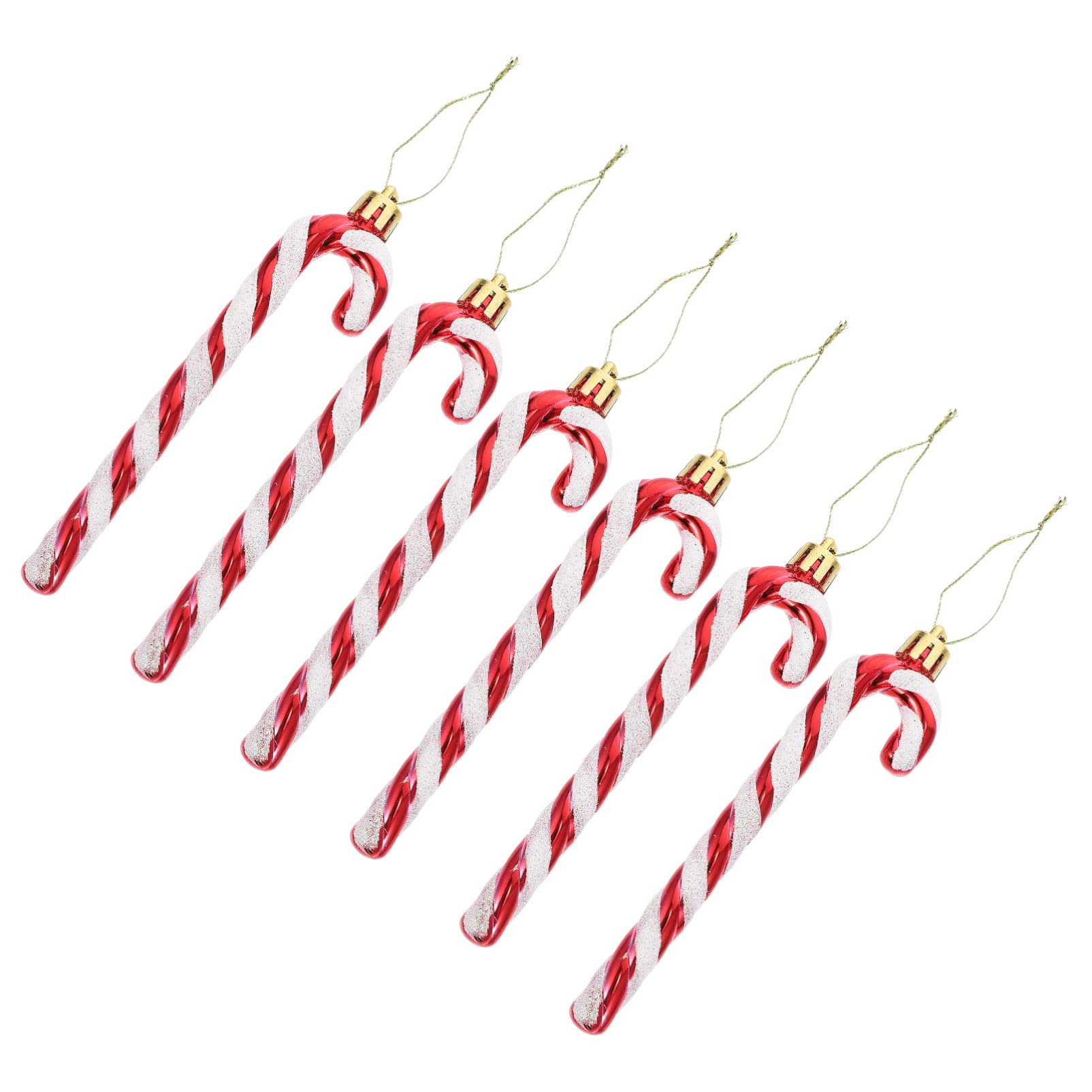 6pcs Christmas Candy Cane Ornaments - Red Twisted Crutch Pendants for Xmas Tree Decorations, Holiday Party & Home Decor - Perfect for Christmas Tree, Gift Wrapping, and Festive Holiday Decor
