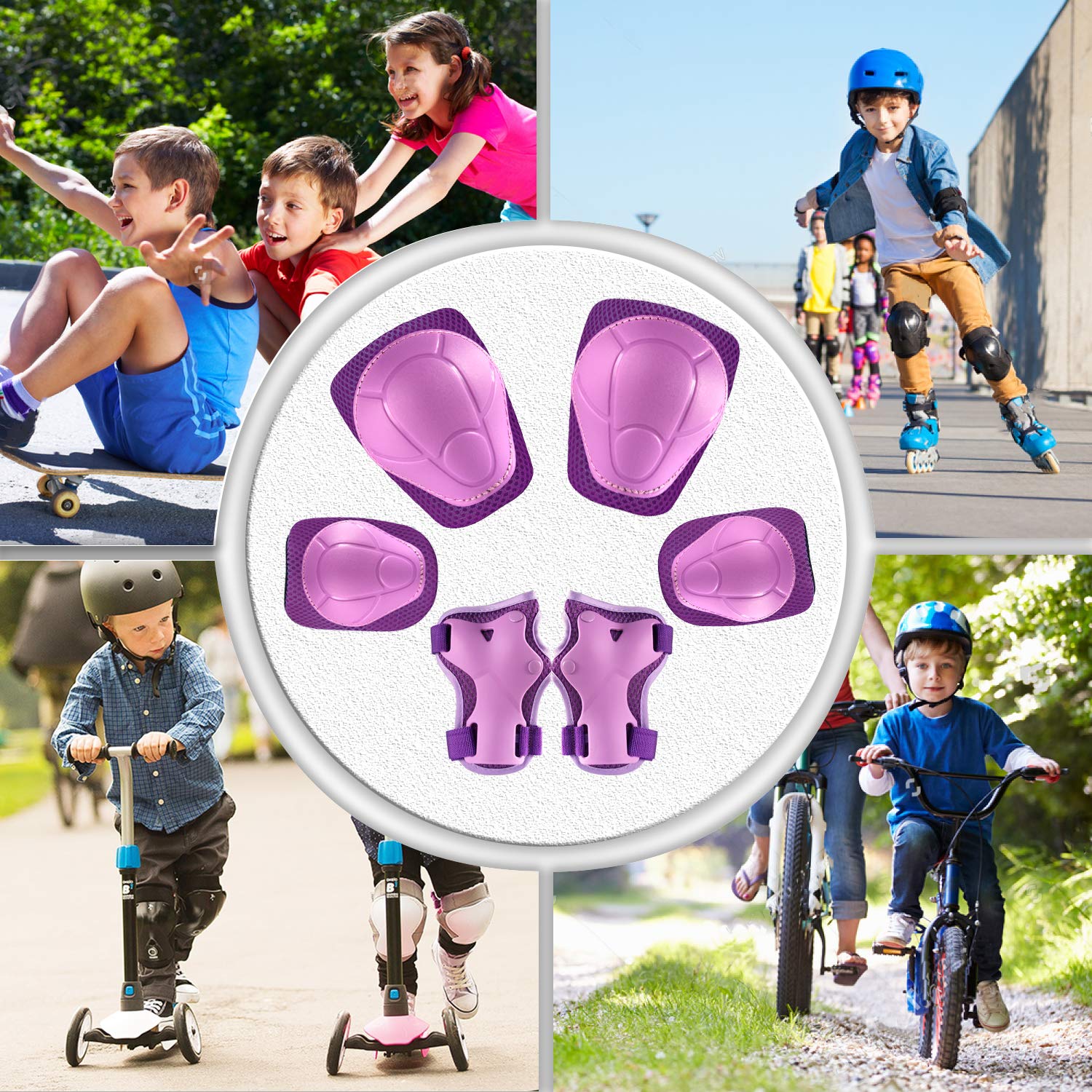 **CKE Kids Knee Pads & Elbow Pads Protective Gear Set with Wrist Guards - 3-in-1 Safety Pads for Toddlers, Boys & Girls - Ideal for Skating, Cycling, Biking & Rollerblading**