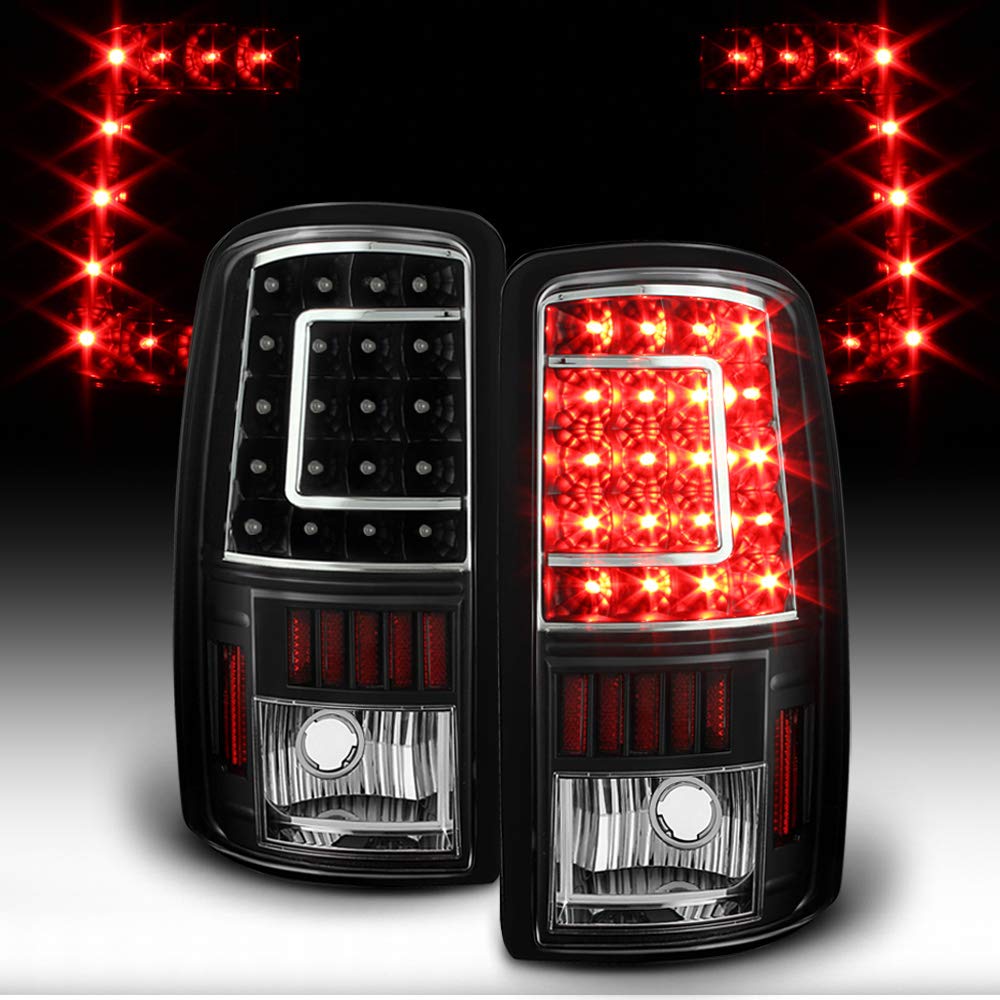 ACANII LED C-Shape Tail Lights for 2000-2006 Chevy Suburban Tahoe & GMC Yukon XL - Black Smoke Lens - Easy Installation - Upgrade Your Vehicle's Style & Visibility for Night Driving & Off-Road Adventures