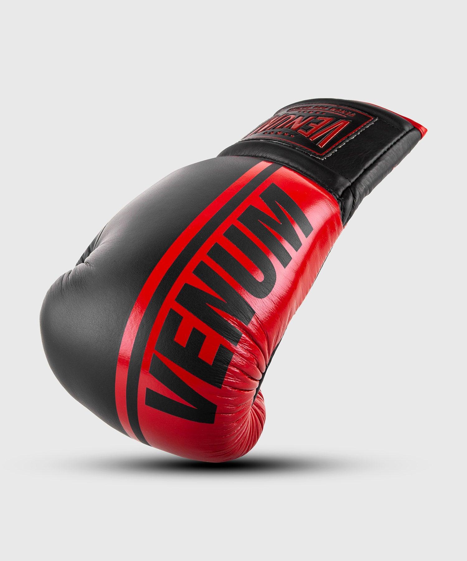 Venum Shield Pro Boxing Gloves with Laces - Black/Red - Professional Training & Competition Boxing Gear for MMA, Kickboxing & Fitness Workouts