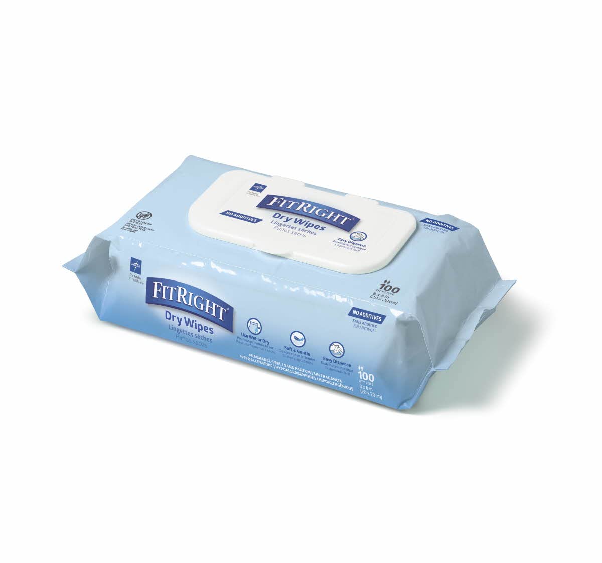 Medline FitRight Hypoallergenic Dry Wipes - 8