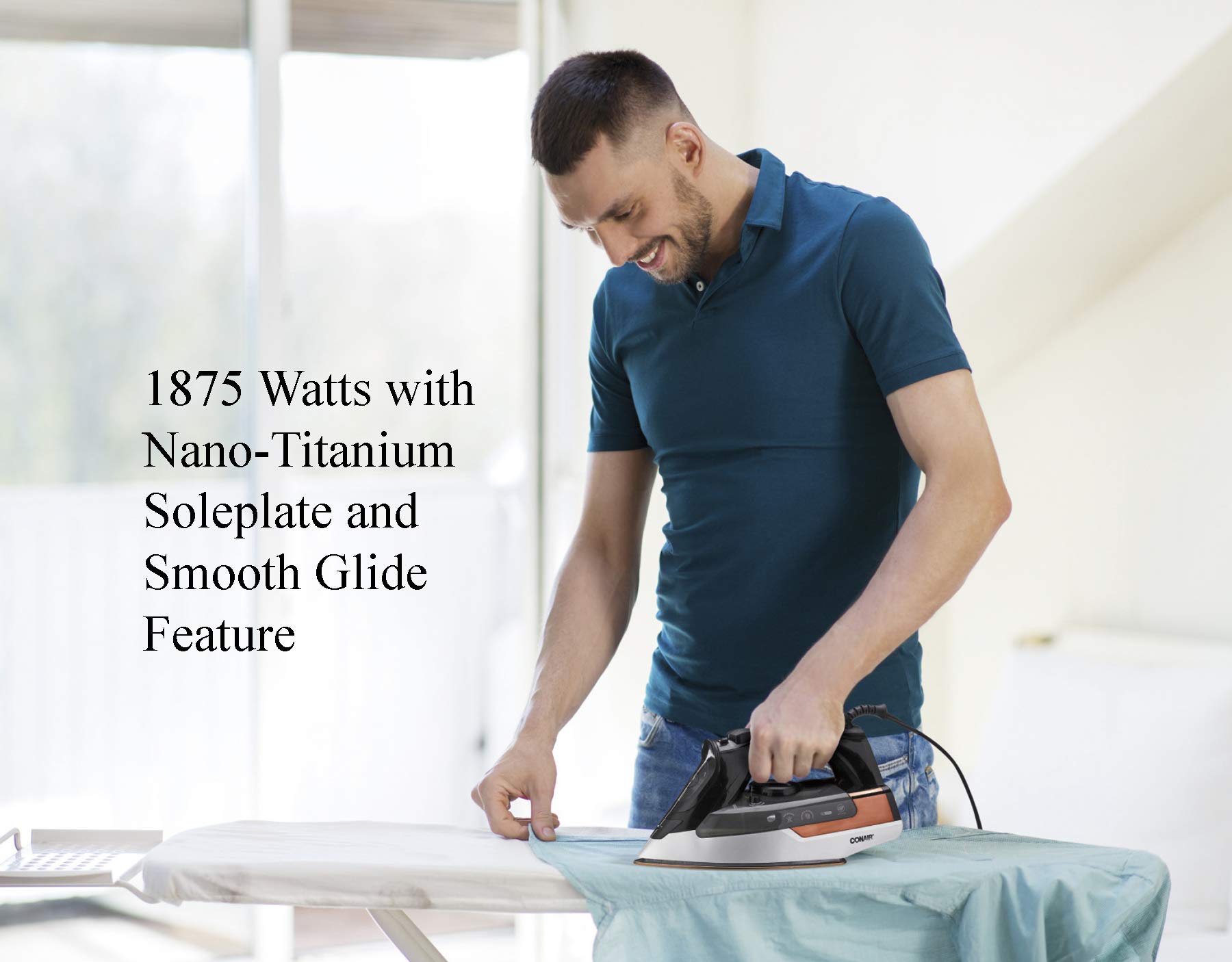 Conair ExtremeSteam 1875 Watt Professional Steam Iron for Clothes - Powerful Garment Steamer for Home & Travel, Perfect for Wrinkles Removal on Shirts, Dresses & Suits