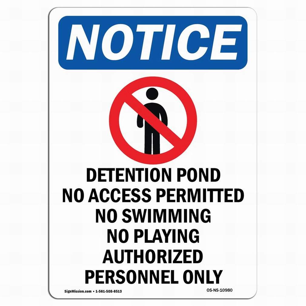 Danger Sign Warning Caution OSHA Notice Sign - Detention Pond No Art Wall Garage Decor Tin Metal Sign 8x12 - Perfect for Construction Sites, Warehouses & Industrial Safety