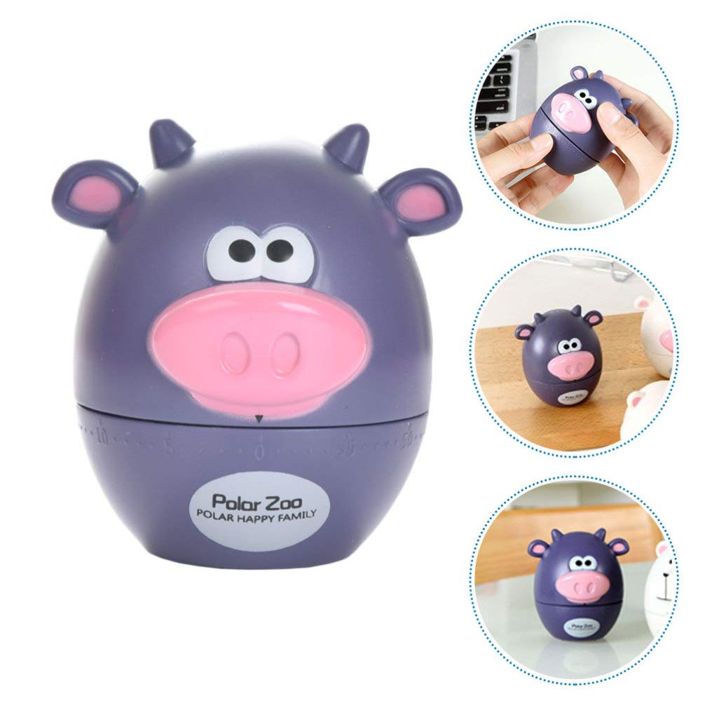 Hemoton Manual Kitchen Timer - Cartoon Cow Mechanical Cooking Timer with Alarm, Home & Office Desktop Decor - Perfect for Baking, Cooking, Study Sessions and Time Management