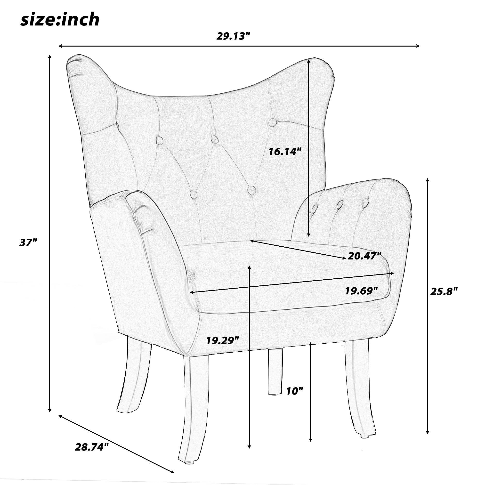 Mid Century Modern Accent Chair with Padded Seat & Button Tufted Design - Velvet Armchair for Small Spaces, Home Office, Living Room & Bedroom (Beige) - Perfect for Reading Nooks, Cozy Corners & Contemporary Decor