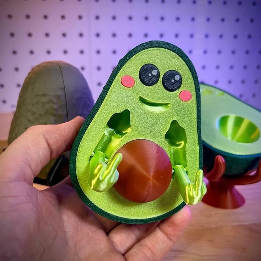 3D Printed Bad Avocado Middle Finger Statue - Funny FCK-You-Cado Desk Decor - Novelty Gag Gift for Home Office & Prank Scenes (#1) - Perfect for Pranksters, Office Humor & Unique Home Decor