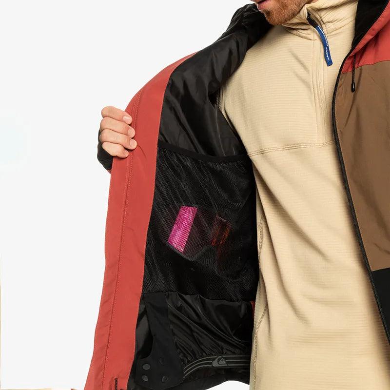 Quiksilver Sycamore Snow Jacket for Men & Women - Waterproof Winter Coat for Skiing, Snowboarding & Outdoor Adventures (Burgundy/Brown/Black)