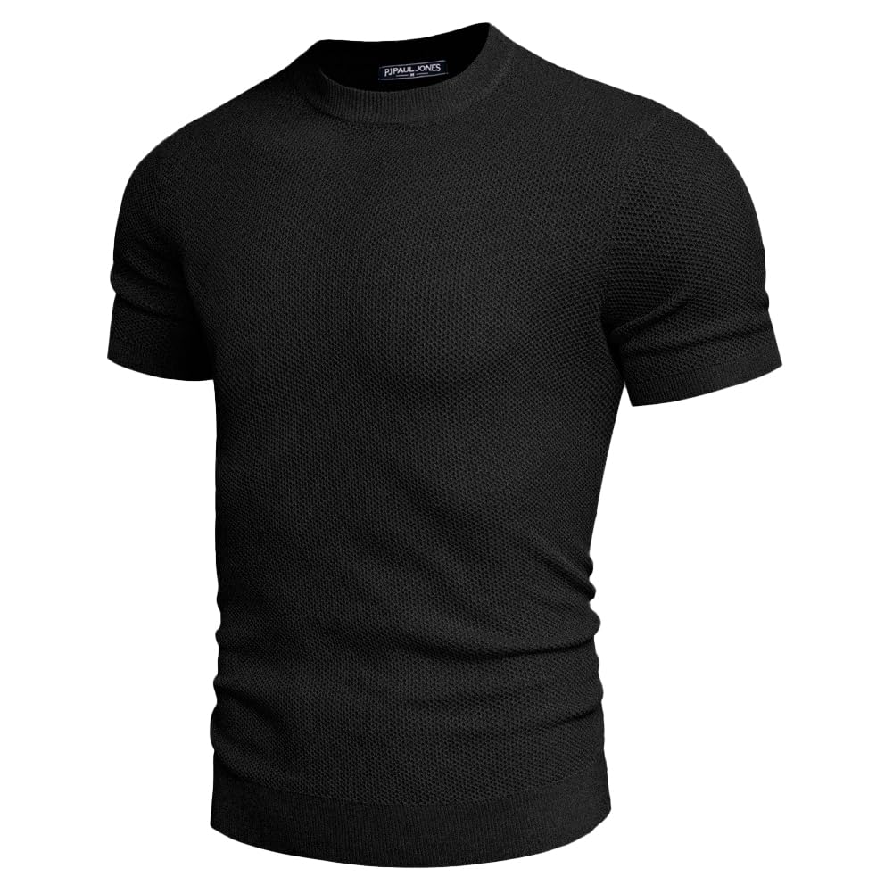 PJ PAUL JONES Men's Honeycomb Waffle Knit T-Shirt - Breathable Short Sleeve Crewneck Pullover Tee for Casual Wear, Lounge & Everyday Outfits