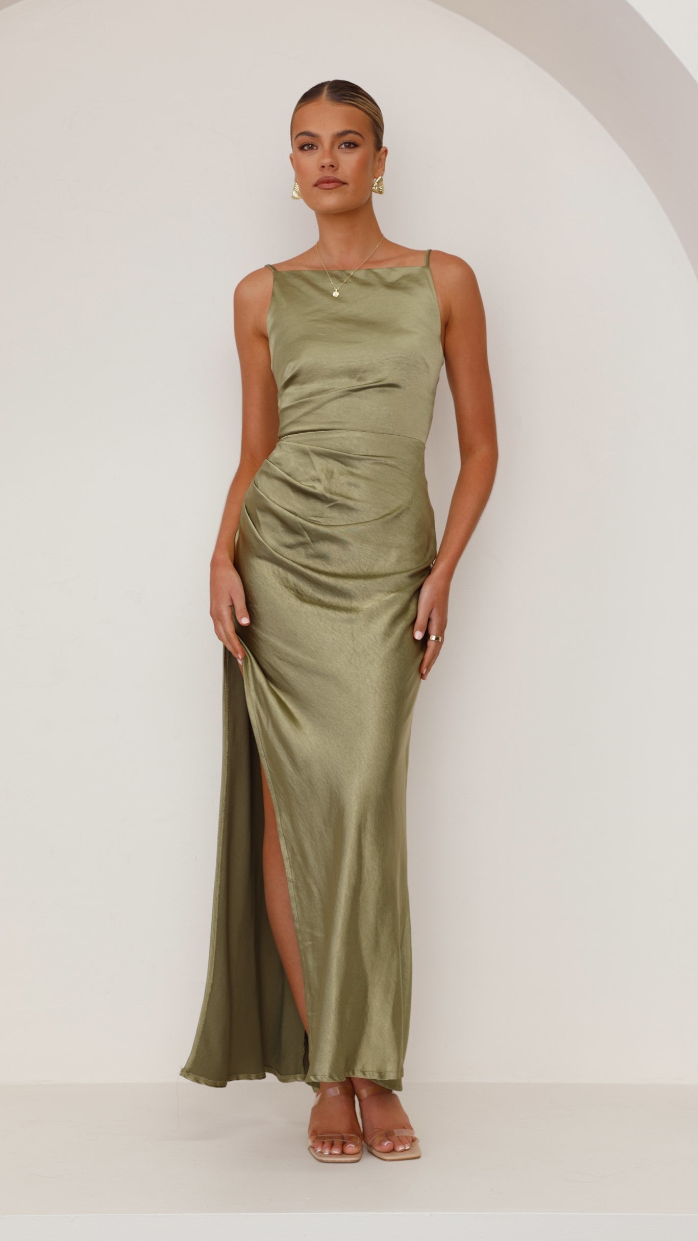 Ava Maxi Dress for Women - Flowy Olive Green Long Summer Dress - Perfect for Beach, Vacation & Casual Wear