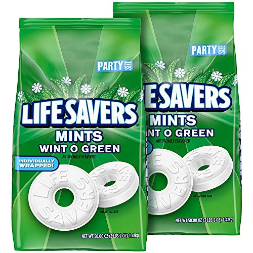 Life Savers Wint-O-Green Hard Candy Mints - 50 Oz Bulk Bag (Pack of 2) | Refreshing Breath Mints for Office, Parties & Travel | Set of 4 Bags