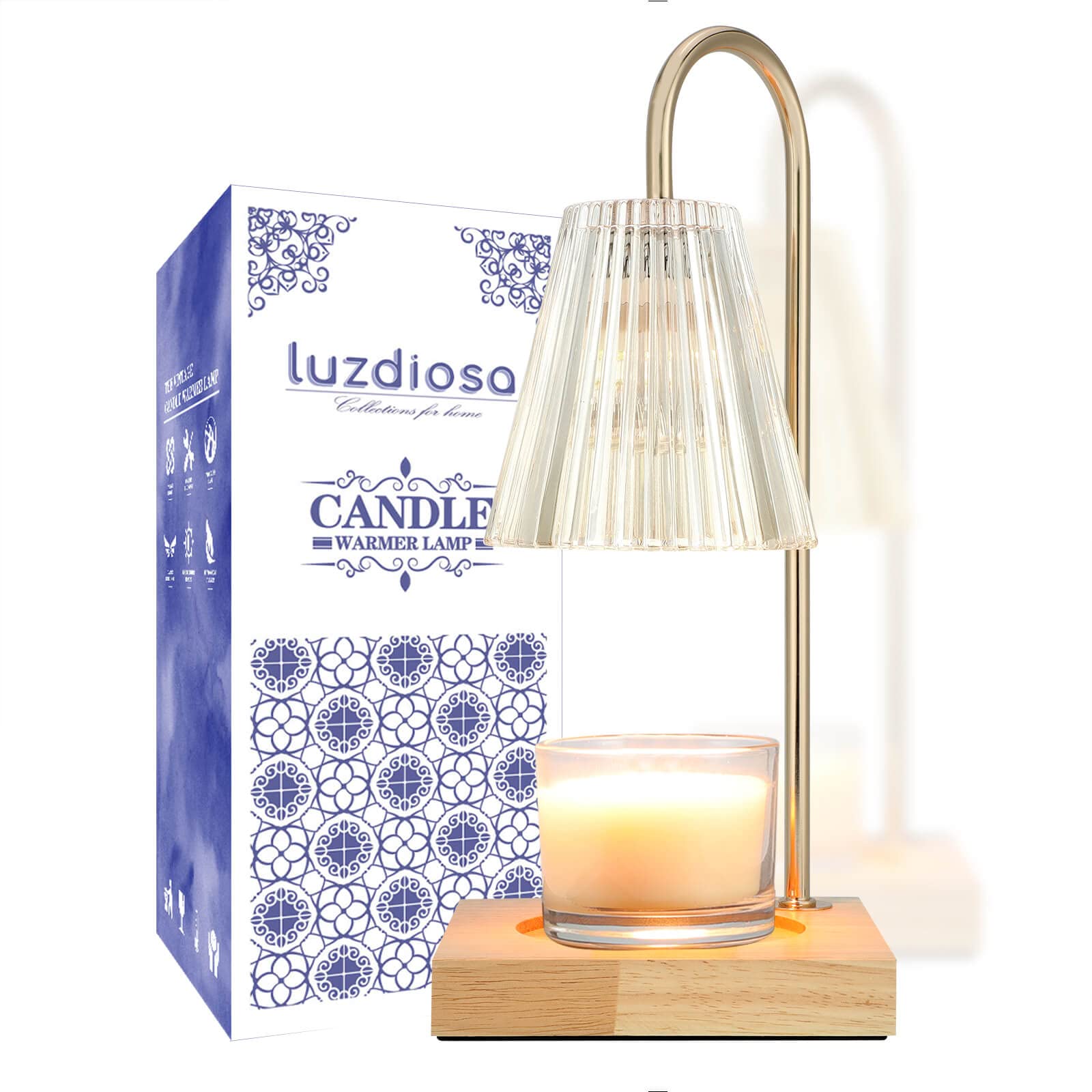 Vintage Electric Candle Warmer Lamp with Timer & Dimmable Function - 2 Bulbs Included - Perfect for Scented Wax Melting - Ideal Mother's Day Gift & Housewarming Decor - Creates Cozy Ambiance for Living Room, Bedroom, or Spa Relaxation