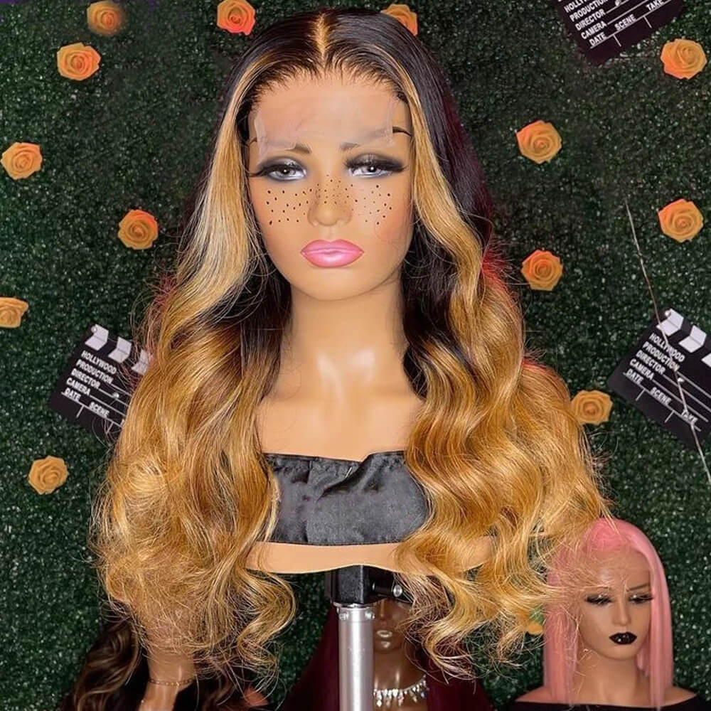 Eullair Ombre Brown Ginger Red Blue Human Hair Lace Front Wig | TikTok Viral Hair | Perfect for Cosplay, Parties & Daily Wear