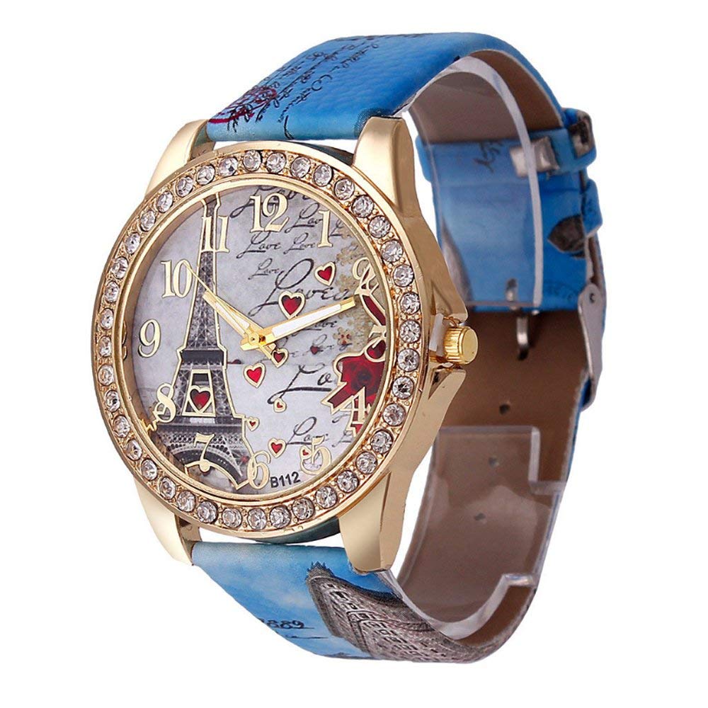 CdyBox 6 Pack PU Leather Strap Watches for Women - Rhinestone Bling Ladies Wristwatch Set, Fashion Gift for Mother's Day, Birthday, Anniversary | Perfect for Daily Wear, Office, Party & Special Occasions