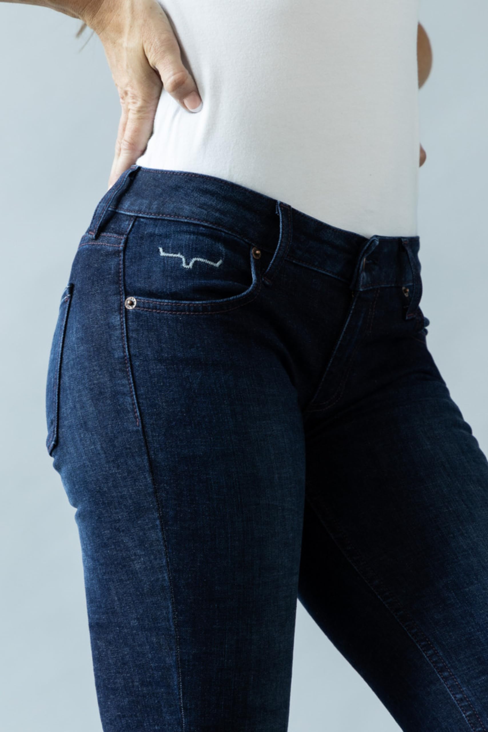 Kimes Ranch Women's Audrey Casual Western Low Rise Bootcut Jeans - Dark Wash Denim, Fitted Waist & Thigh, Modest Fit for Everyday Wear, Work & Country Style Outfits