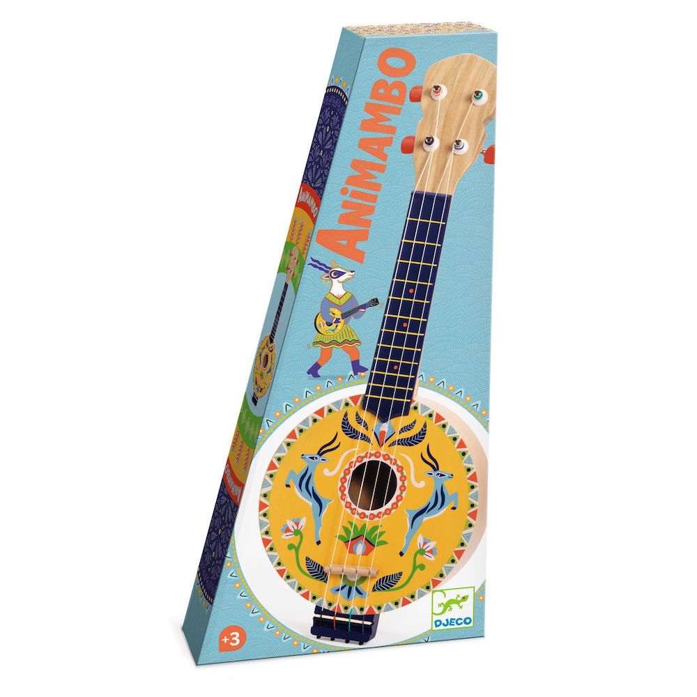 Djeco Animambo Wooden Banjo Toy for Kids - Musical Instrument for Early Learning & Pretend Play - Perfect for Toddlers & Preschoolers at Home or Classroom