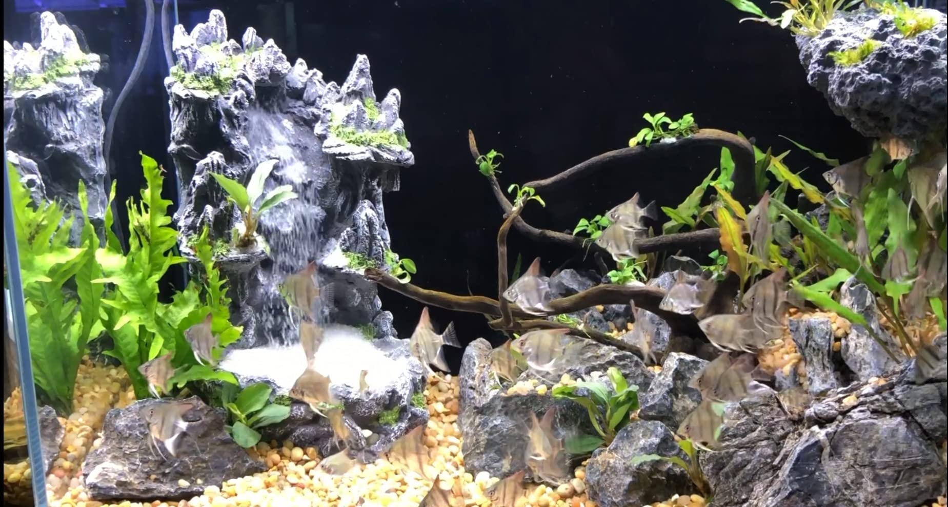 Large Underwater Sand Waterfall Aquarium Decoration - Mountain View Landscape Ornament for Fish Tank | Perfect for Home & Office Aquascaping