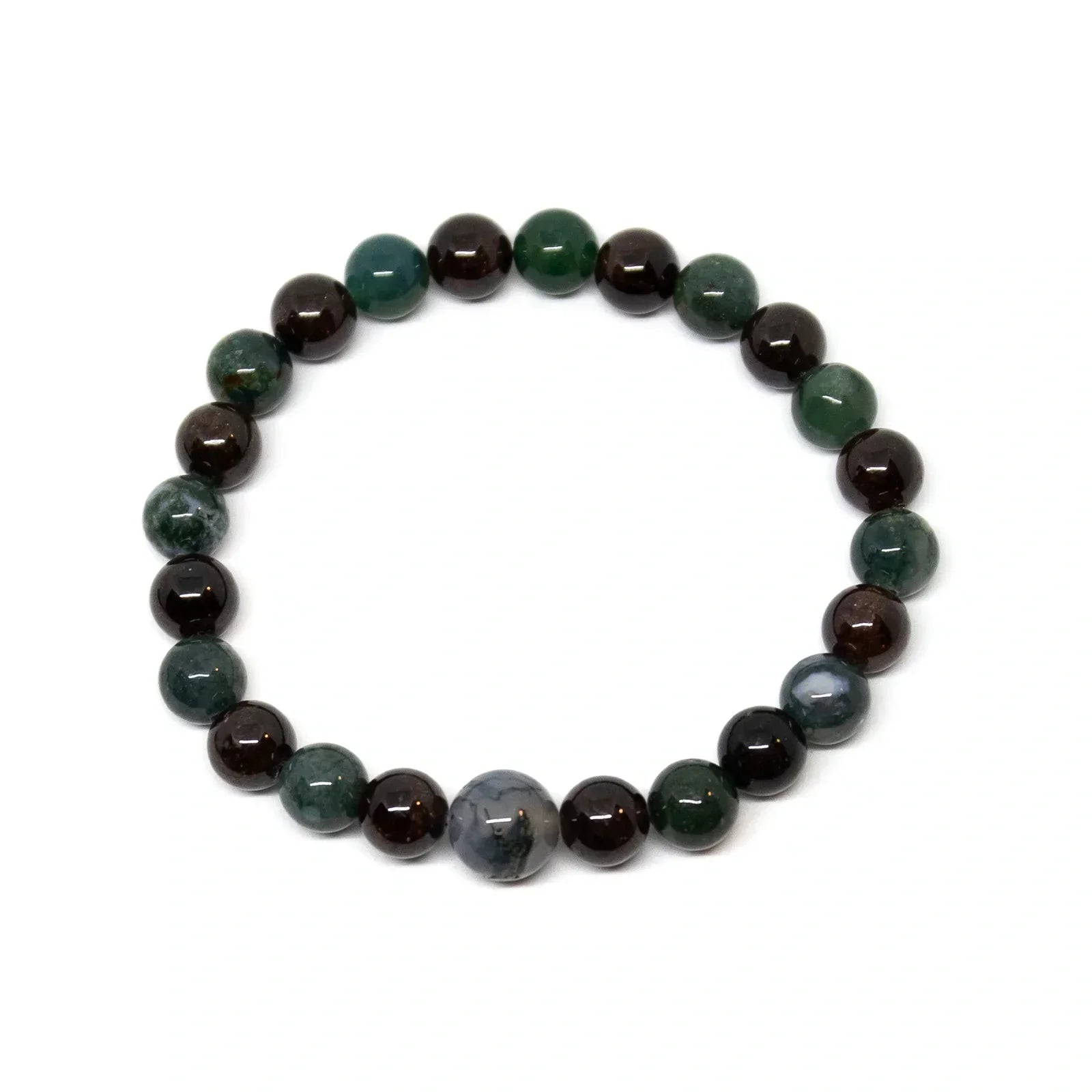 4mm Moss Agate Beaded Bracelet - Natural Stone Wrist Mala for Women & Kids | Meditation, Yoga & Spiritual Healing Jewelry