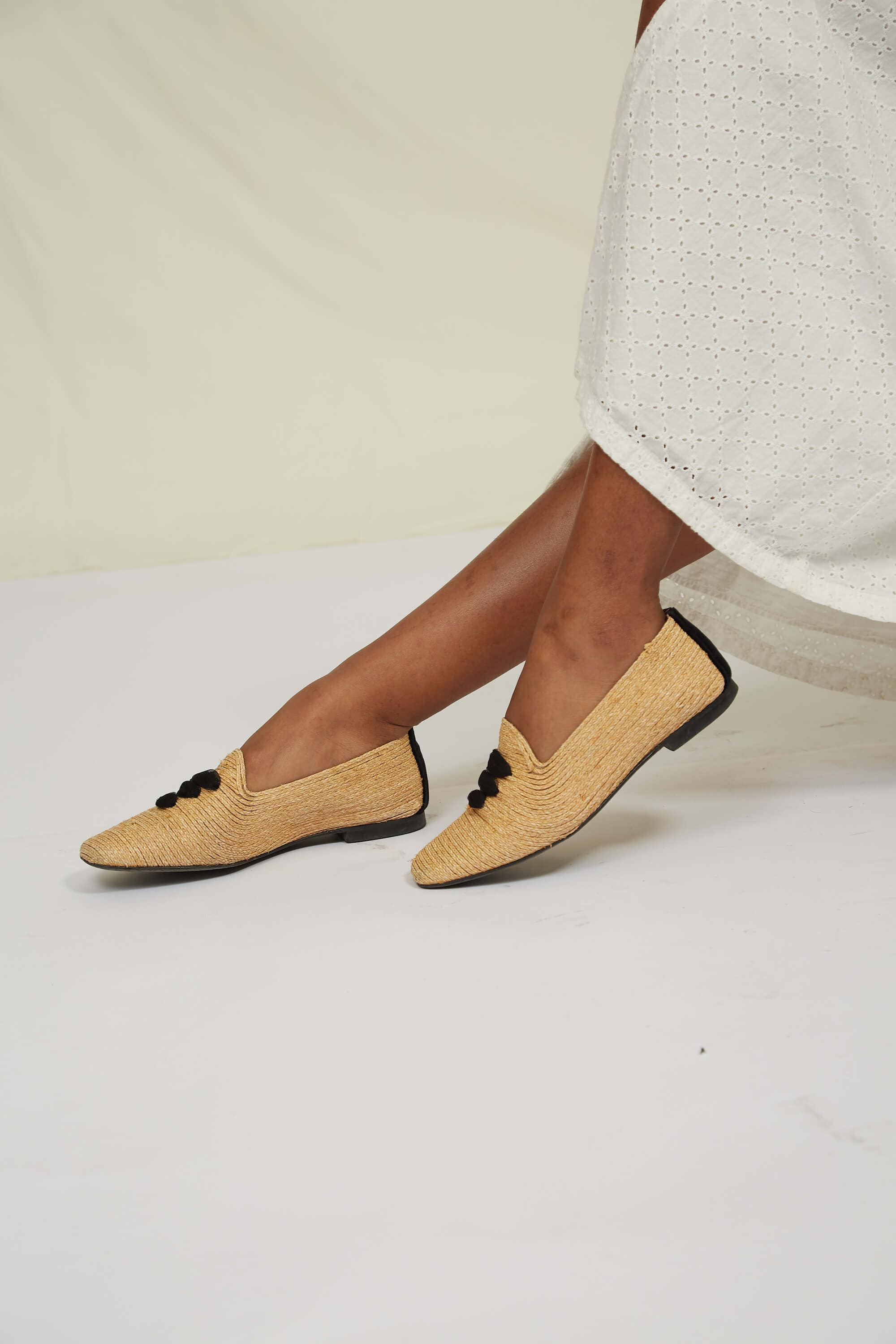 Casablanca Raffia Vegan Moccasins for Women - Comfortable Beige Summer Slip-On Shoes | Perfect for Beach, Vacation & Casual Outfits