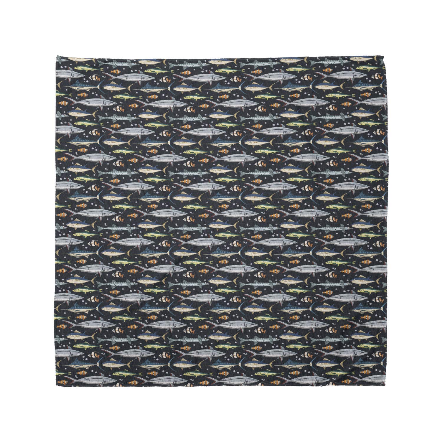 Ambesonne Nautical Bandana - Fish & Bubble Pattern Unisex Head Scarf & Neck Tie for Men & Women | Perfect for Beach, Boating & Outdoor Activities