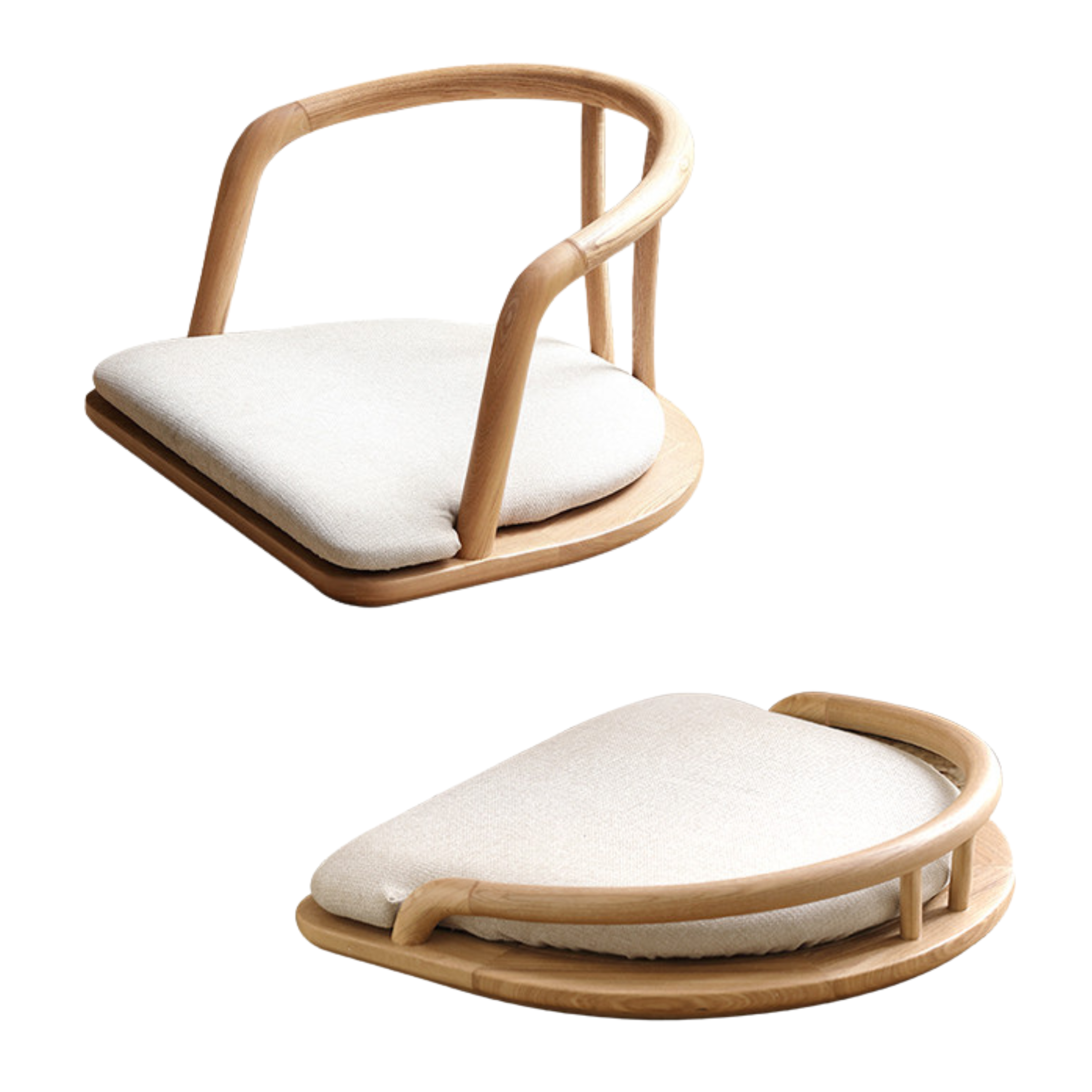 23.2x20x13.7 inch / 59x51.5x35.6cm + 23.2x20x6.6 inch / 59x51.5x17.5cm / Natural wood color / Ash tea chair main chair 1 pcs + guest chair 2 pcs