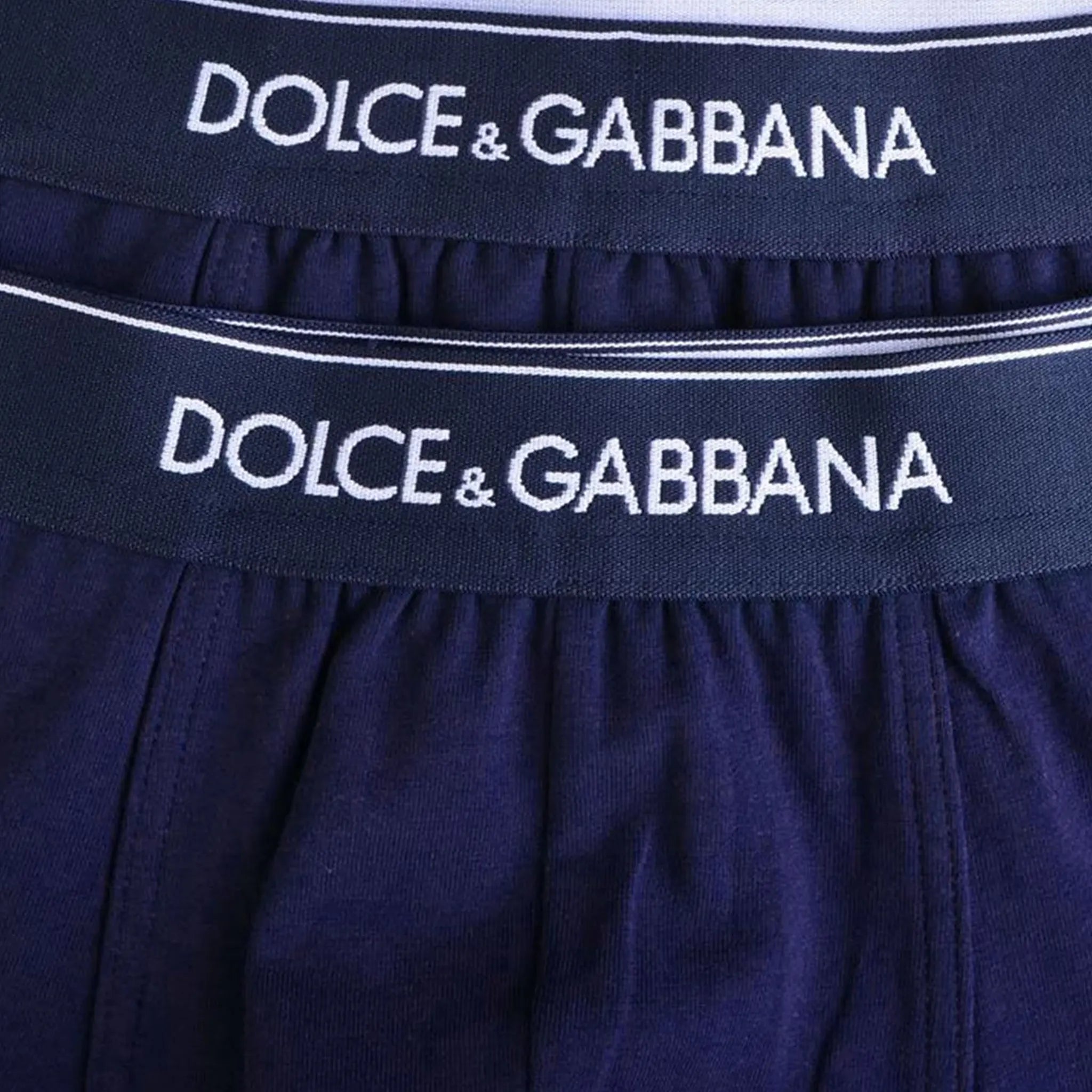 Dolce & Gabbana Men's Navy Blue Cotton Stretch Boxer Briefs 2-Pack - Soft Underwear for Everyday Comfort & Style
