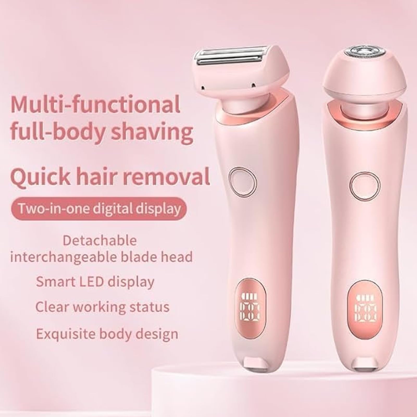 Velvix Smooth Shave Electric Razor 2025 - 2 in 1 Wet & Dry Body Shaver for Men & Women | Portable Rechargeable Trimmer for Face, Legs, Bikini & Full Body Grooming | Pink Travel-Friendly Design