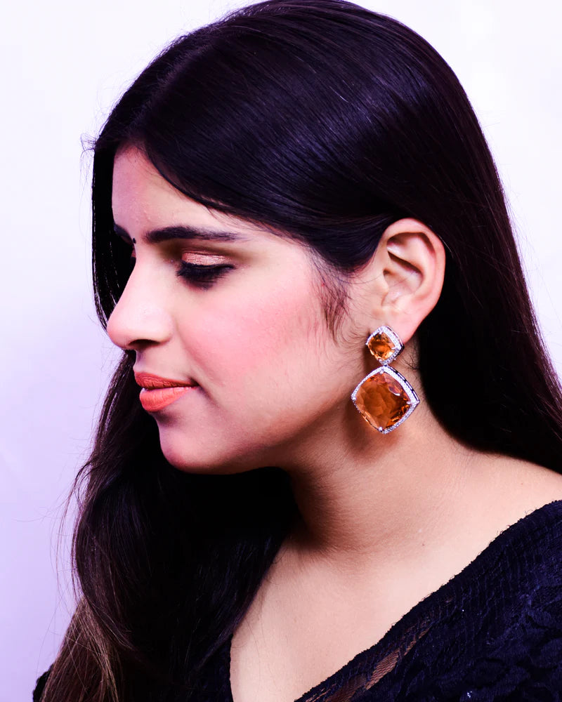 American Diamond Earrings with Genuine Stones - Elegant Jewelry for Women, Perfect for Weddings, Parties & Special Occasions