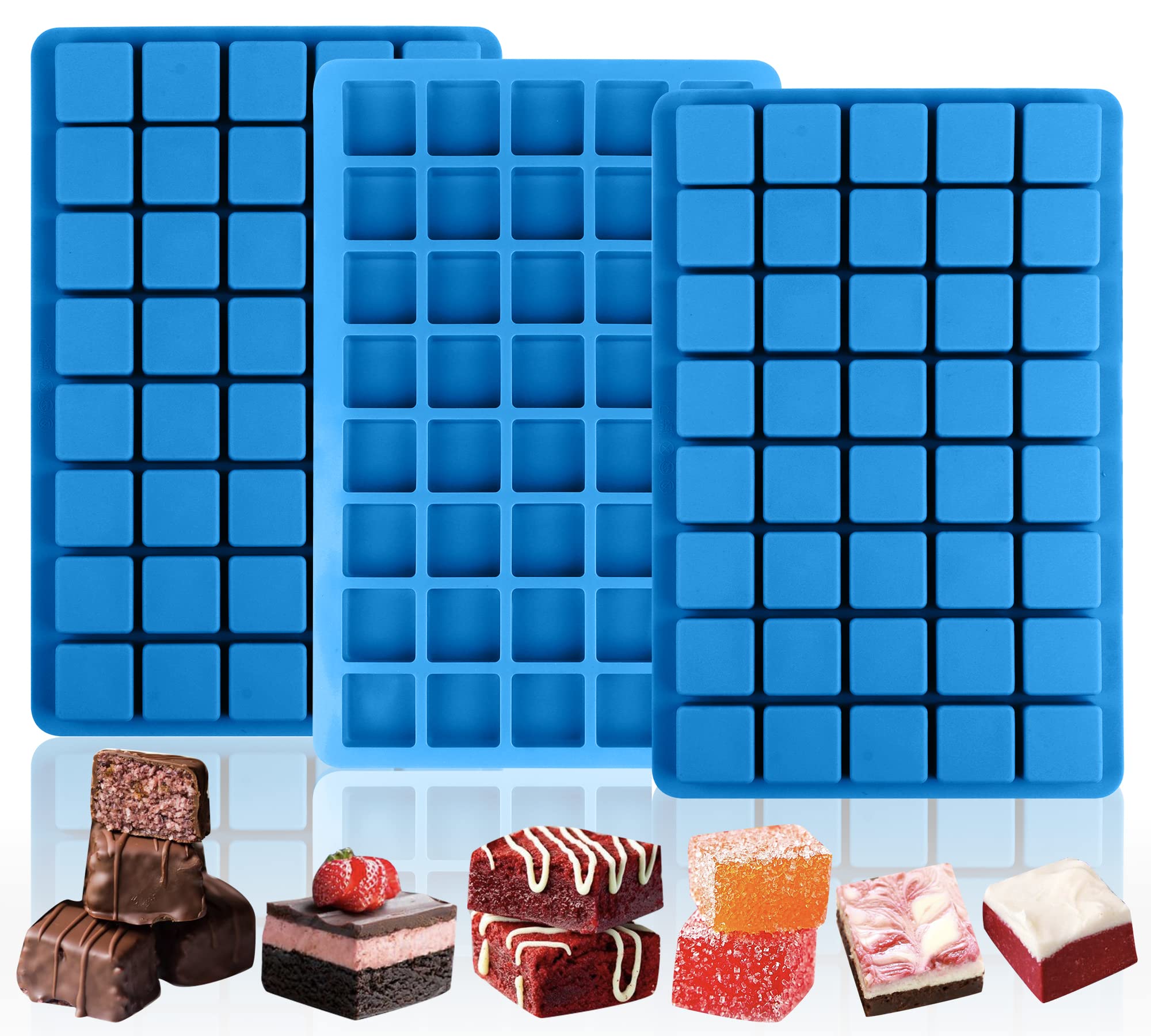 Sidosir 3Pcs Square Silicone Candy Mold - 40-Cavity Gummy Mold for Fat Bombs, Chocolate Truffles, Hard Candy & Ice Cubes | Perfect for Keto Treats, DIY Desserts & Party Favors