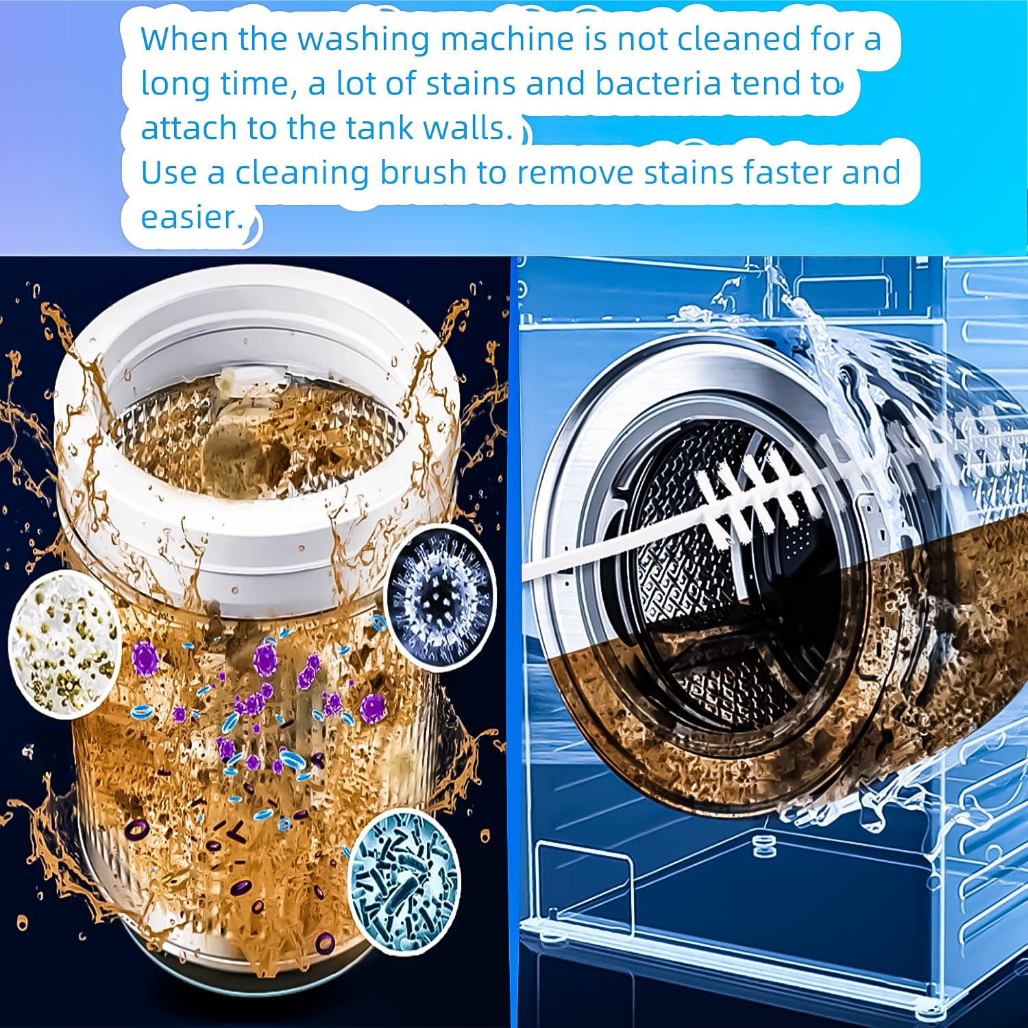 4-Pack Washing Machine Cleaning Brushes for Front Load & Top Load Washers - Heavy Duty Drum Scrubber & Washer Cleaner Tools - Perfect for Deep Cleaning Mold, Lint & Residue in Washing Machines