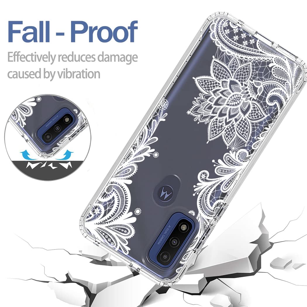 **Moto G Pure 2021 Phone Case with Tempered Glass Screen Protector | Clear Mandala Design | Full Body Protective Cover for Motorola XT2163DL | Perfect for Everyday Use, Travel & Work**