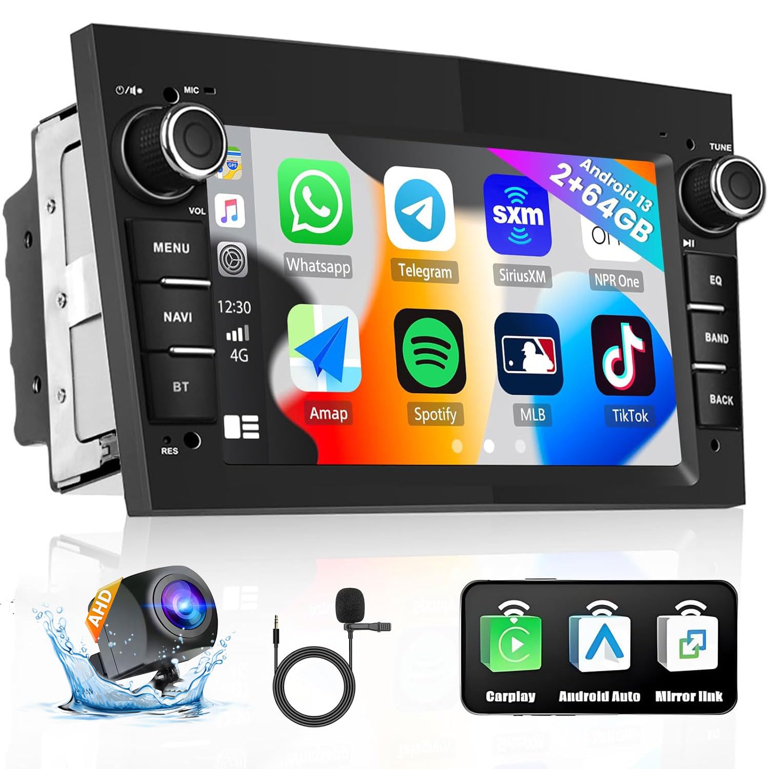 Hikity Android 13 Car Stereo for Opel Astra Corsa Antara Vectra - 7 Inch Touchscreen with Wireless Apple Carplay & Android Auto, 2+64GB, Bluetooth, GPS Navigation, Rear Camera, HiFi, WiFi, FM RDS, SWC - Perfect for Upgrading Your Opel Vehicle with Smart Connectivity & Entertainment
