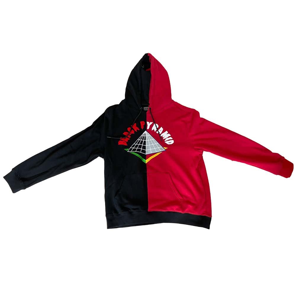 Black Pyramid Split Drip Logo Hoodie for Men & Women - Trendy Streetwear Pullover with Unique Graphic Design (Red) - Perfect for Casual Outfits, Urban Fashion & Winter Layering