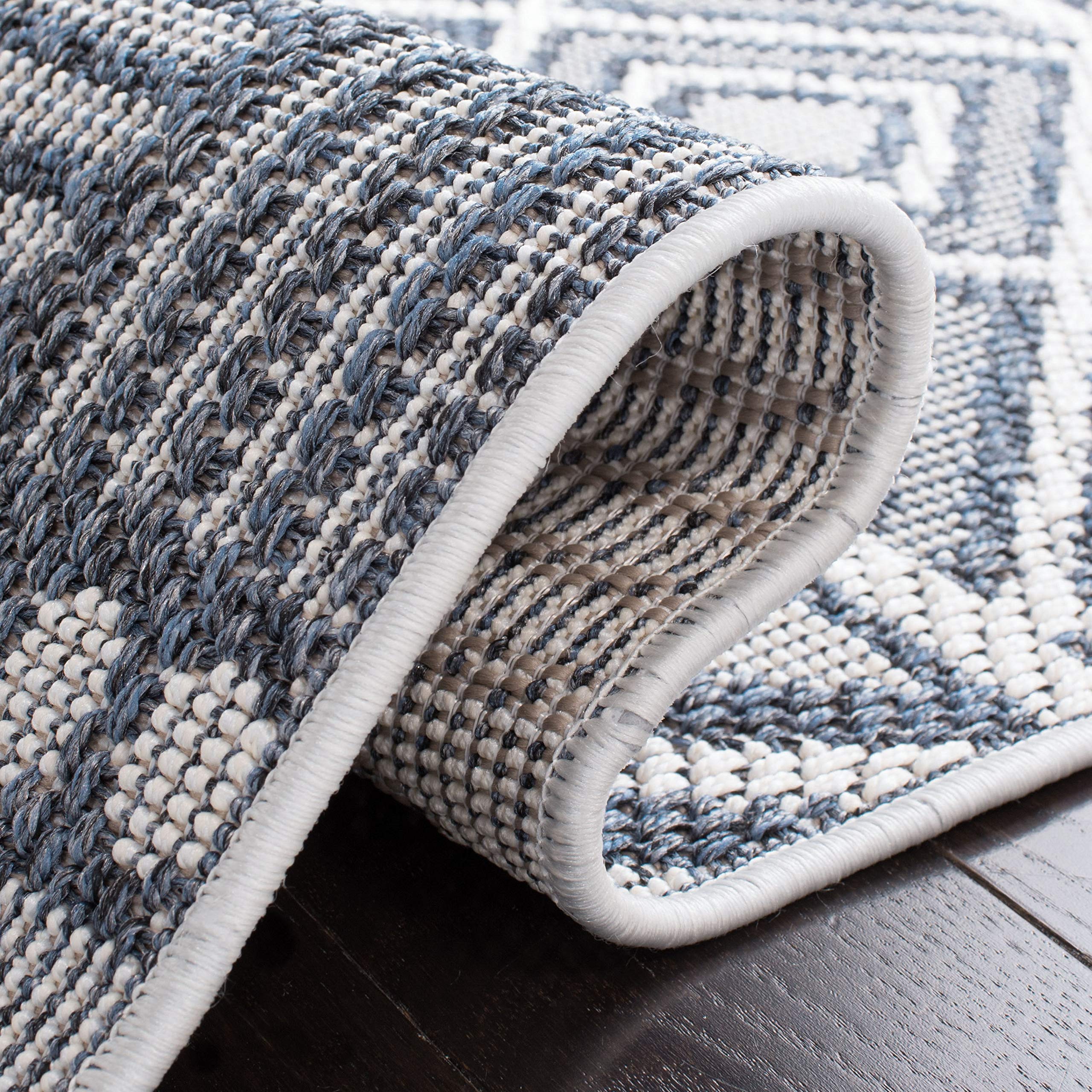 SAFAVIEH Bermuda Collection 9' x 12' Navy & Creme Indoor Outdoor Area Rug - Non-Shedding, Machine Washable, Easy Care - Perfect for Living Room, Bedroom, Patio, Backyard & Mudroom (BMU818N)