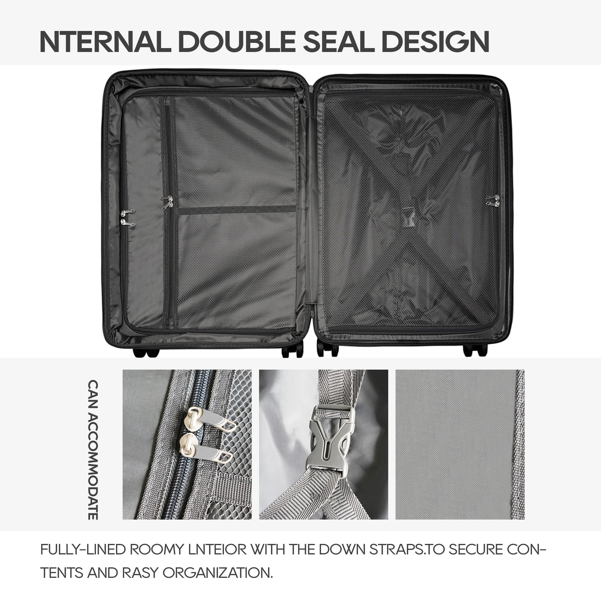 Expandable 3-Piece PP Luggage Set with Spinner Wheels & TSA Lock - 20/24/28 Inch Large Suitcases for Family Travel (White & Brown) - Perfect for Air Travel, Business Trips & Vacation Packing