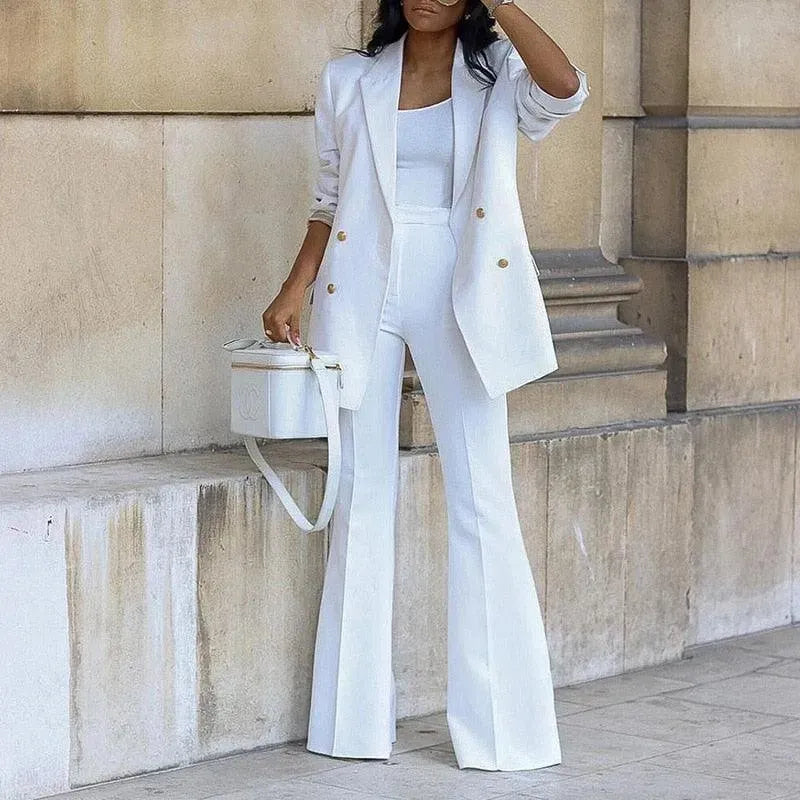 Stylish Women's Flared Pantsuits - Elegant Office Wear & Business Attire for Professional Women | Perfect for Work, Interviews & Formal Events