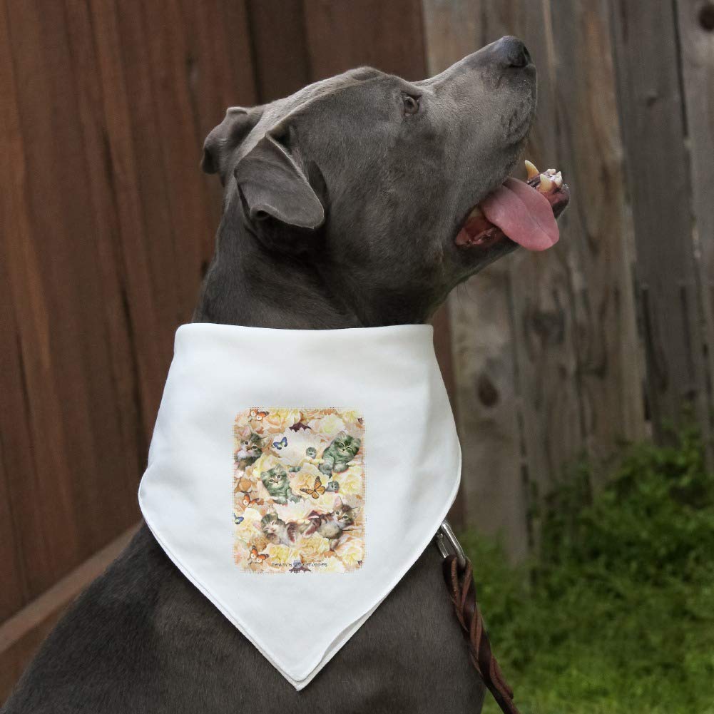 Stylish Yellow Floral Cat & Dog Bandana with Kitten and Butterfly Pattern - Perfect for Pet Photos, Walks, and Special Occasions