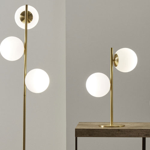 Asterope White Orb & Gold Metal Table Lamp - Modern Bedside Lighting for Living Room, Bedroom, and Office Decor