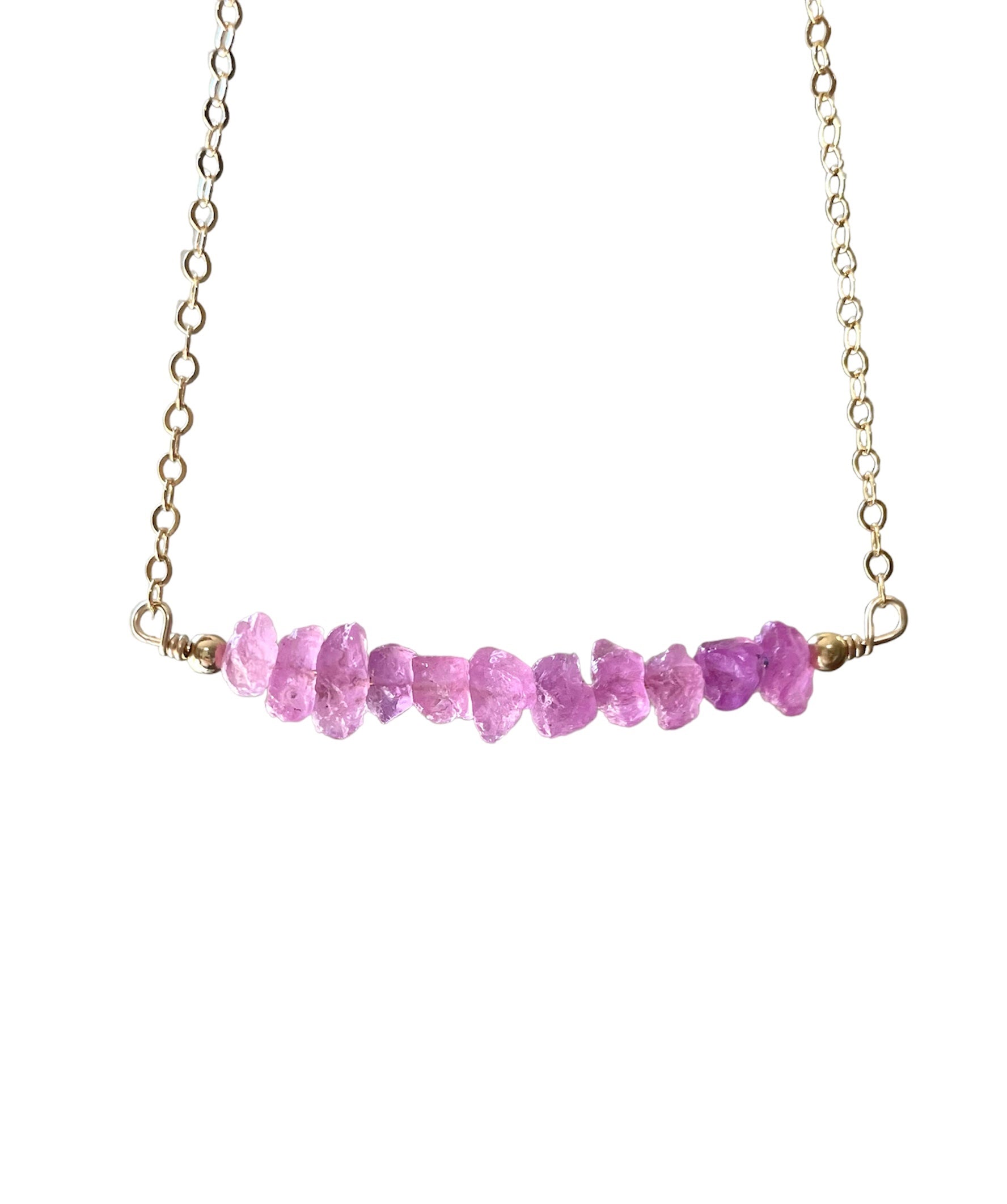 Natural Pink Sapphire Bar Necklace for Women - Elegant Minimalist Jewelry for Everyday Wear, Gifts & Special Occasions