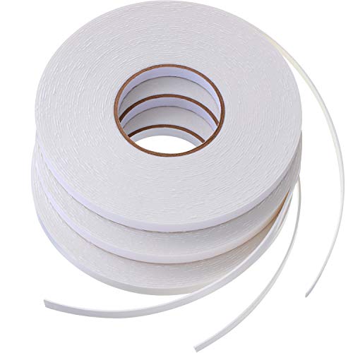 3 Rolls Double Sided Foam Tape - Heavy Duty PE Foam Adhesive Mounting Tape, 1/2 Inch x 50 Feet (White) - Perfect for Home DIY Projects, Wall Decor, Picture Hanging & Crafting