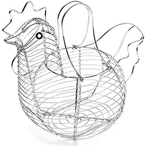Innovative Hen-Shaped Egg Basket - Iron Art Egg Holder & Storage Organizer for Fresh Chicken Eggs - Perfect for Farmhouse Kitchen Decor & Pantry Organization