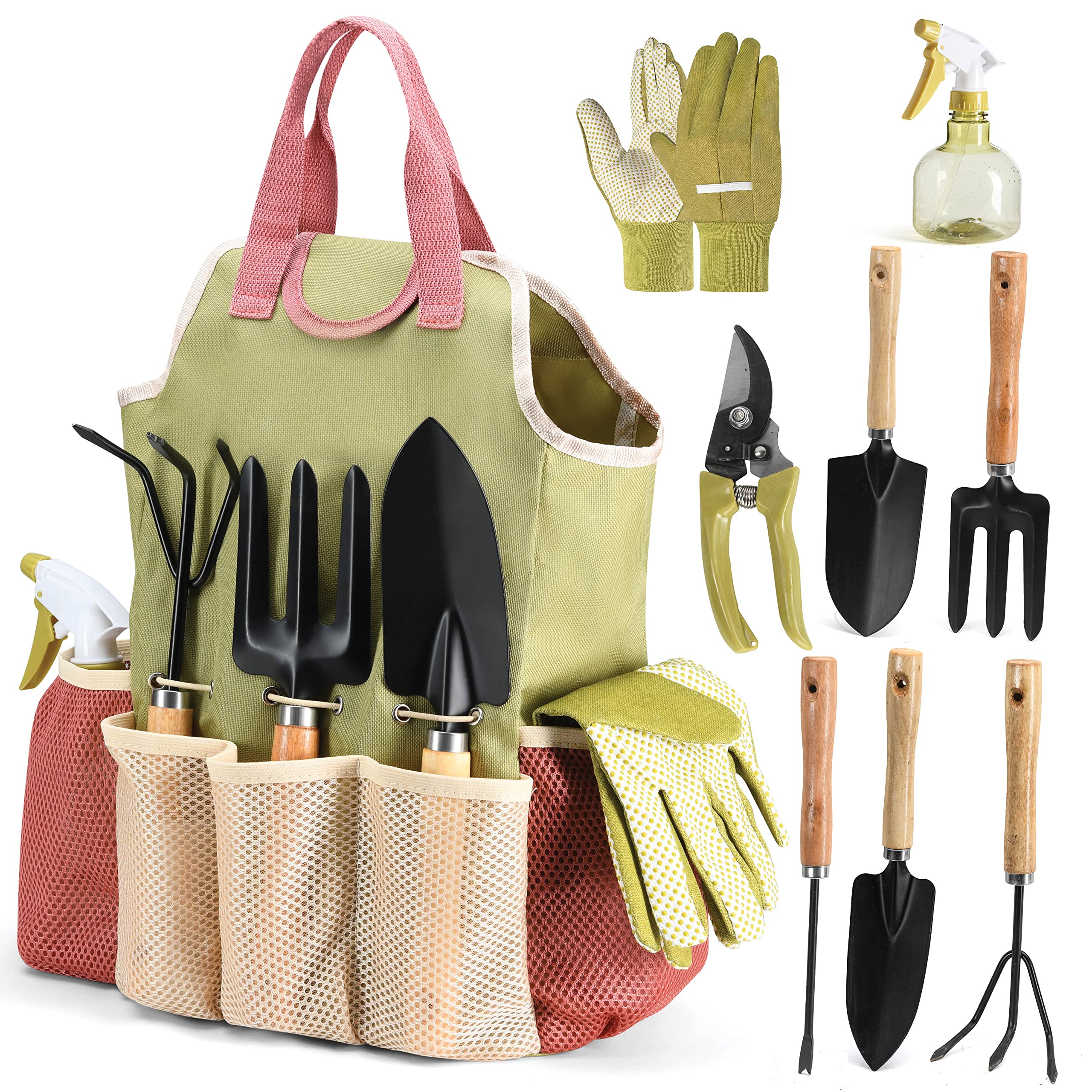Premium 10-Piece Heavy Duty Gardening Tools Set with Stylish Tote Bag - Durable Stainless Steel Garden Kit for Women (Ideal for Planting, Weeding & Landscaping) - Perfect Gardening Gift for Mother's Day & Outdoor Enthusiasts