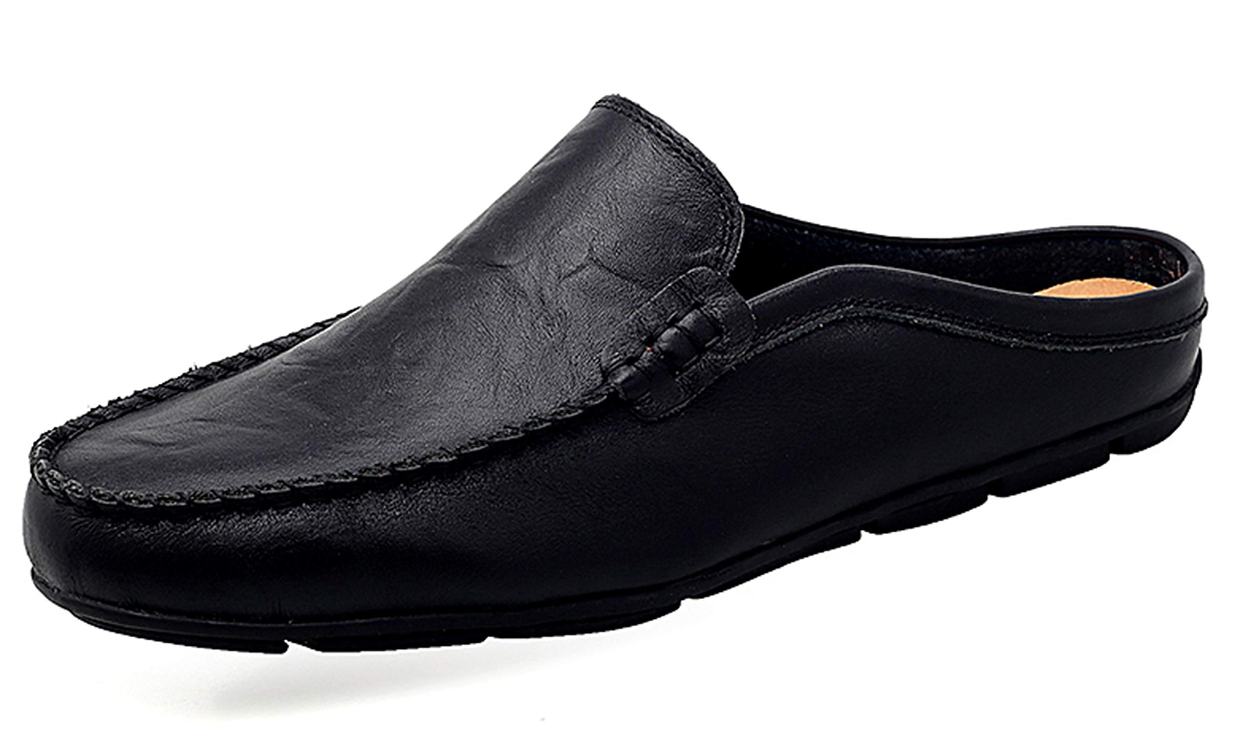 Men's Breathable Leather Mules Clogs - Slip-On Casual Loafers with Punching Design | Perfect for Home, Office & Outdoor Wear