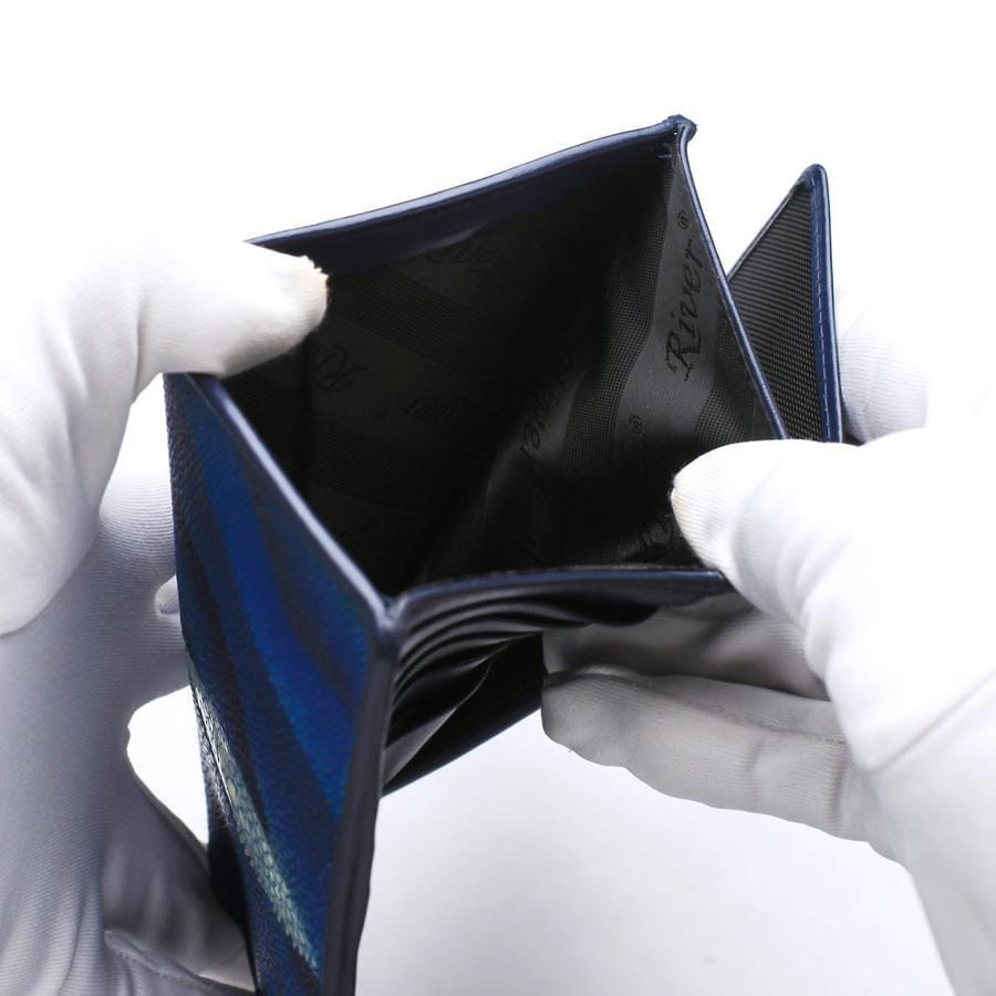 Premium Blue Stingray Skin Leather Long Wallet for Men - RFID Blocking Bifold Wallet with Money Clip - Perfect for Business, Travel & Everyday Use