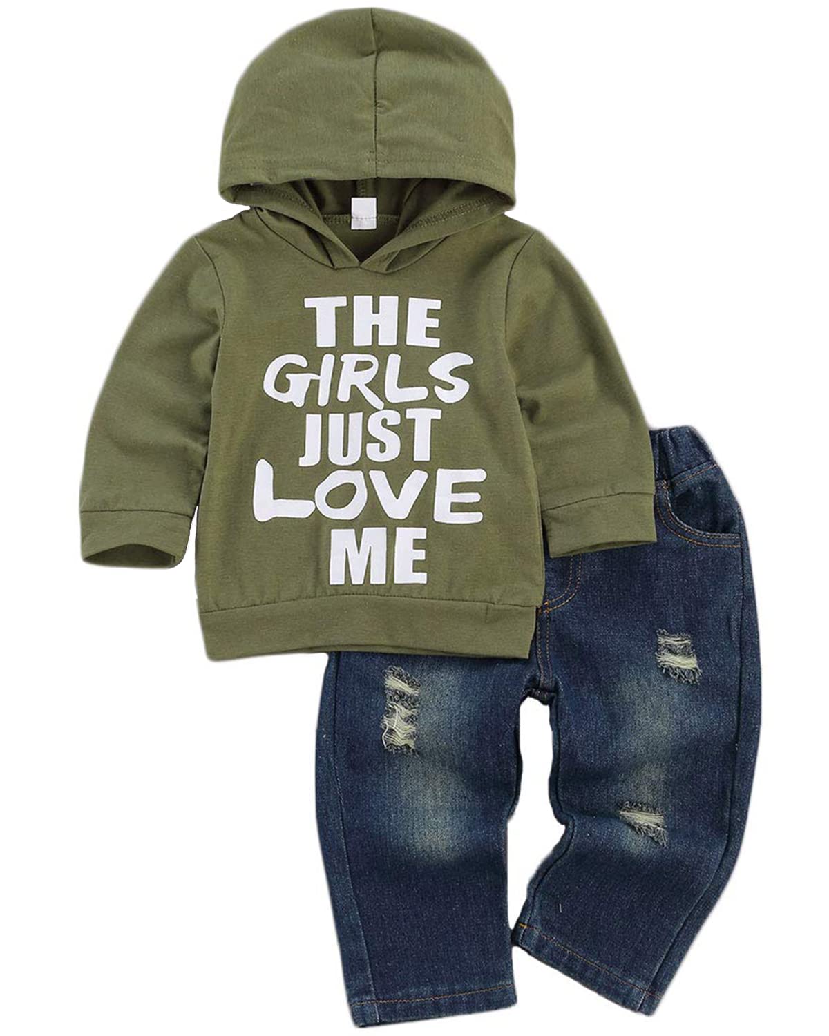 **Toddler Baby Boy Clothes Set - Hoodie Sweatshirt & Jeans Outfit for Fall Winter | Cozy Playtime & Casual Wear**