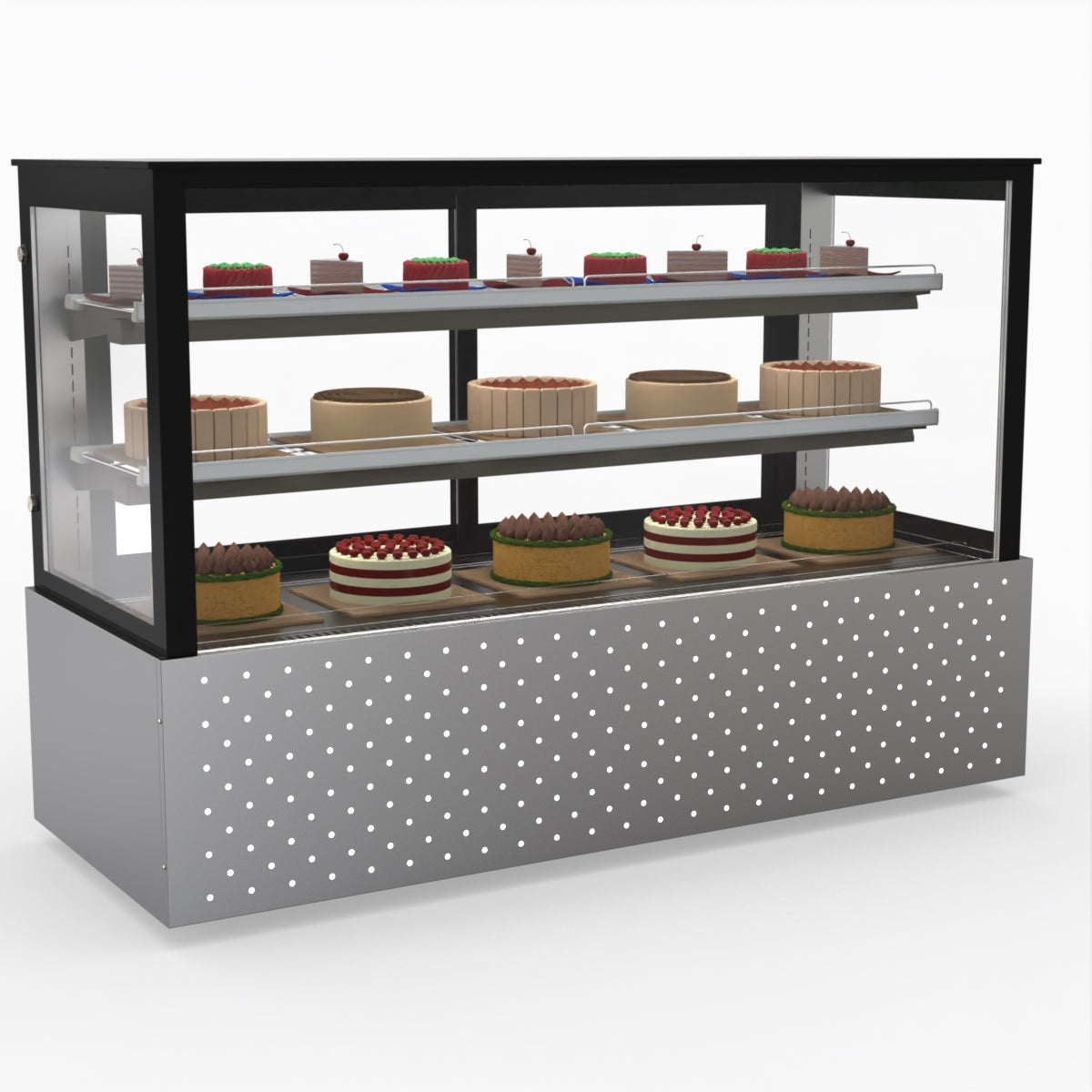 Bonvue SG180FA Commercial Refrigerated Display Case - Dual Glass Door Merchandiser for Deli, Bakery & Grocery - Perfect for Supermarkets, Convenience Stores & Cafes