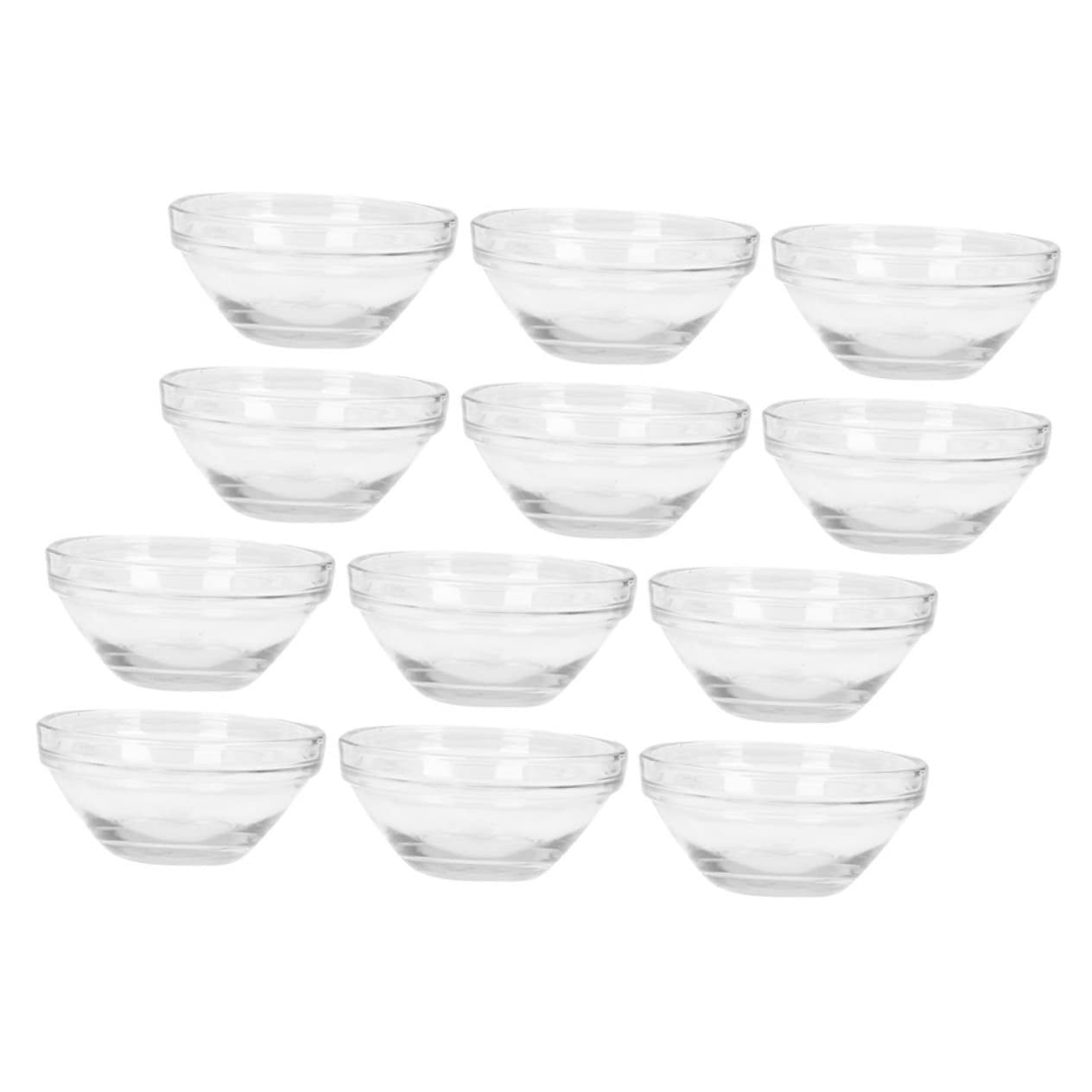 12Pcs Transparent Glass Essential Oil Bowls for Beauty Salon - Massage Cups, Cupping Therapy, Hair Dye Mixing, Spa Face Masks | Esthetician Tools with Lids for Blush, Hot Wax & Skincare Treatments
