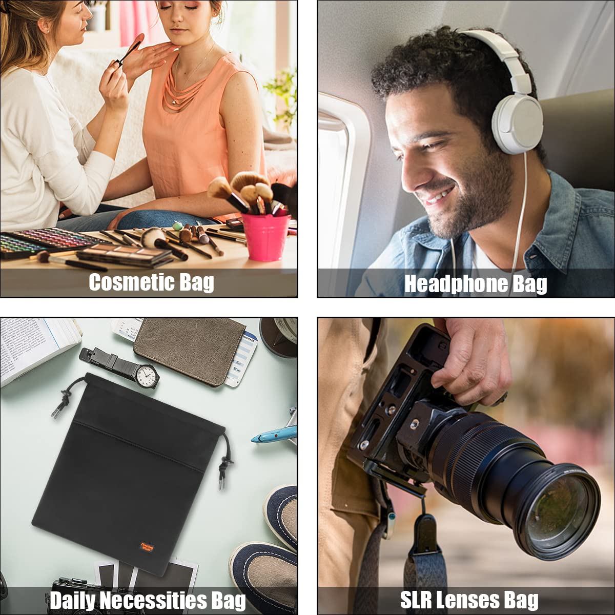 Premium Headphone Storage Bag - Soft Drawstring Pouch for Gaming Headsets, Over-Ear Headphones & Neckband Earbuds | Lightweight Travel Organizer | Perfect for Home, Office, Travel & Commuting