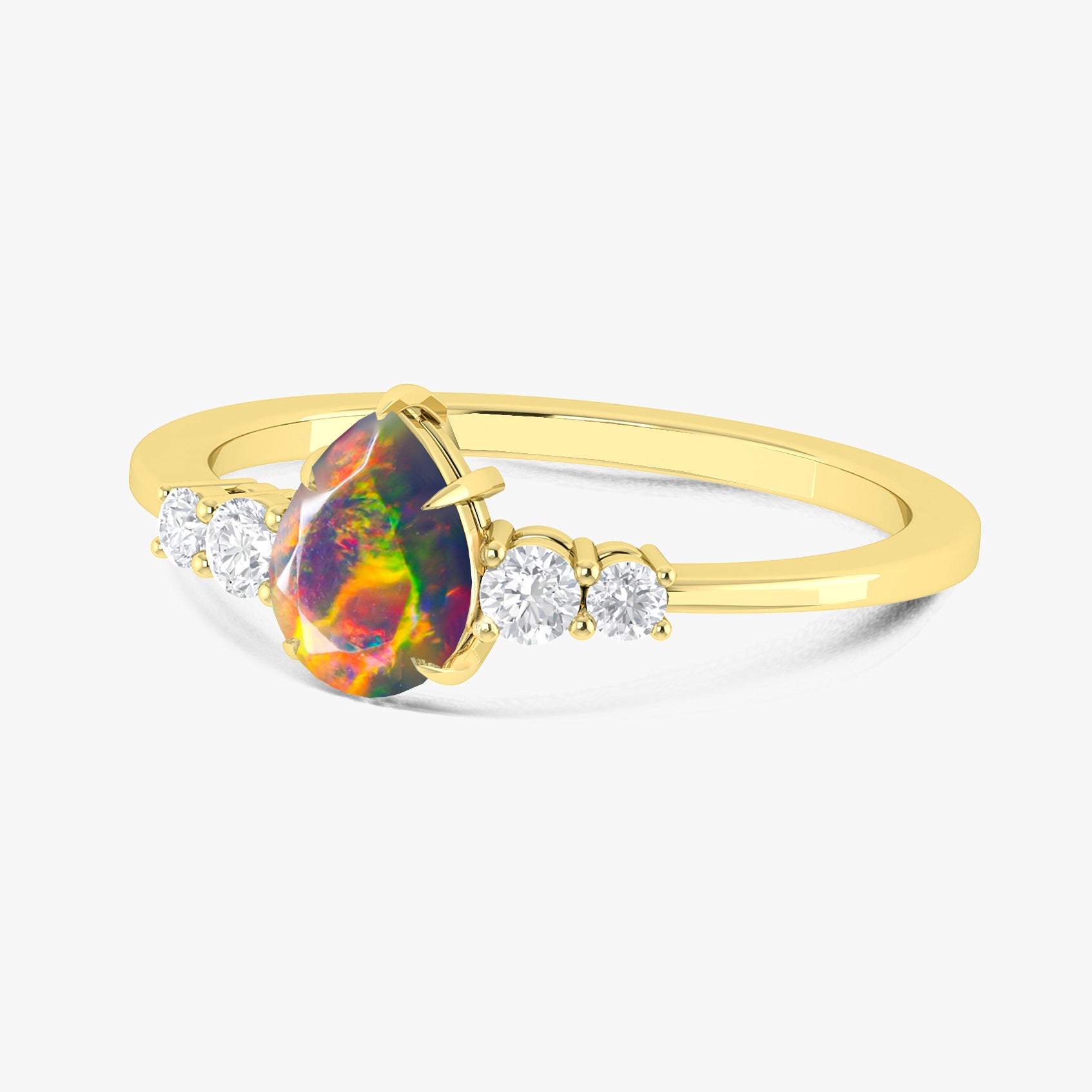 Natural Black Opal Faceted Pear Ring - Elegant Handmade Jewelry for Women | Perfect for Weddings, Parties & Special Occasions
