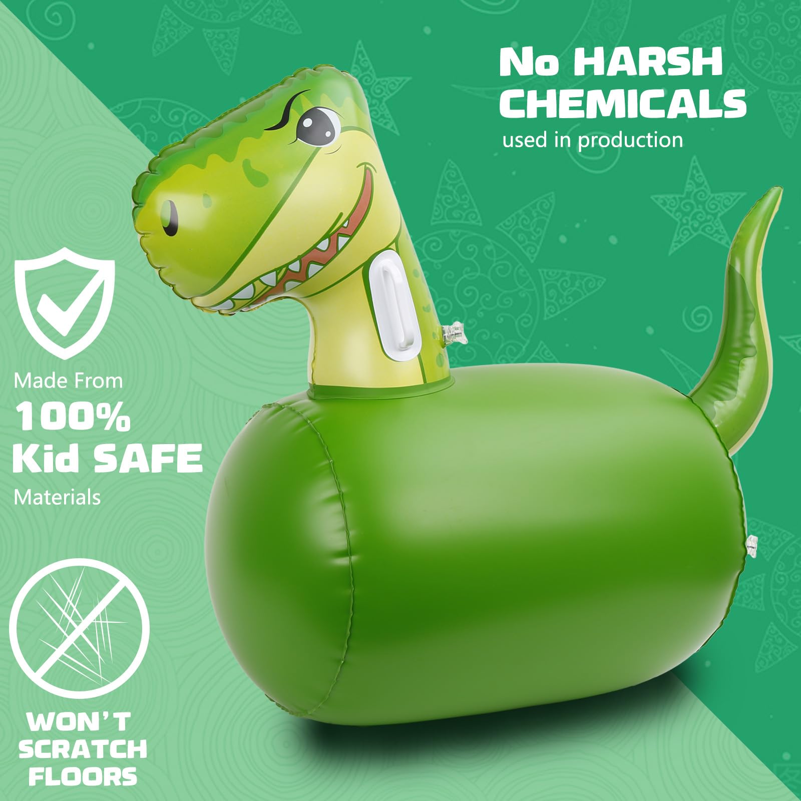 Inflatable Bouncy Dinosaur Hopping Toy with Hand Pump - Ride on Animal Jumping Toy for Kids Ages 3+ | Indoor & Outdoor Play, Birthday Gifts, Backyard Fun, Toddler Exercise & Active Play