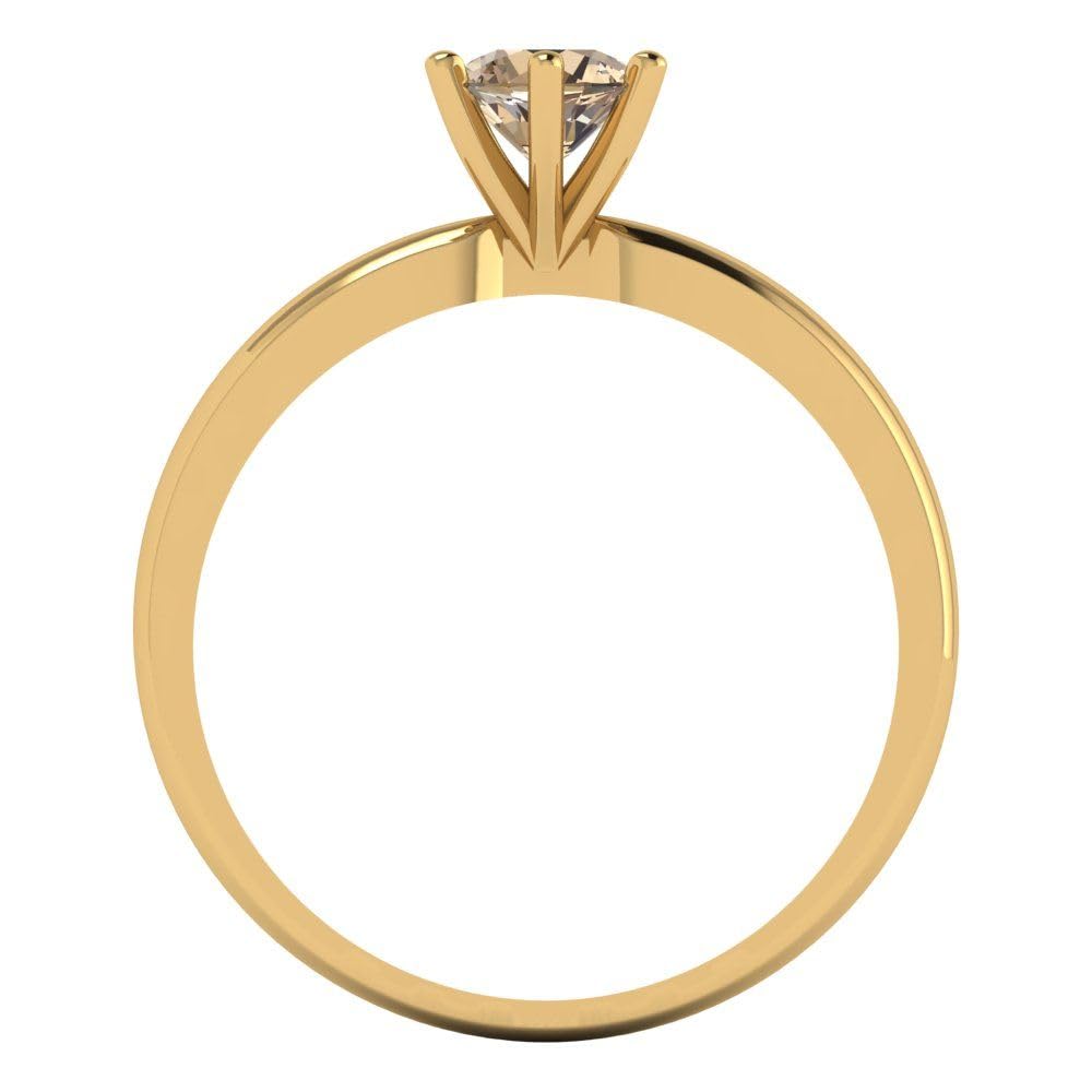 0.50 ct Round Cut Solitaire Yellow Moissanite Engagement Ring - 14K Yellow Gold Wedding Band for Women | Anniversary, Proposal, Bridal Jewelry Gift